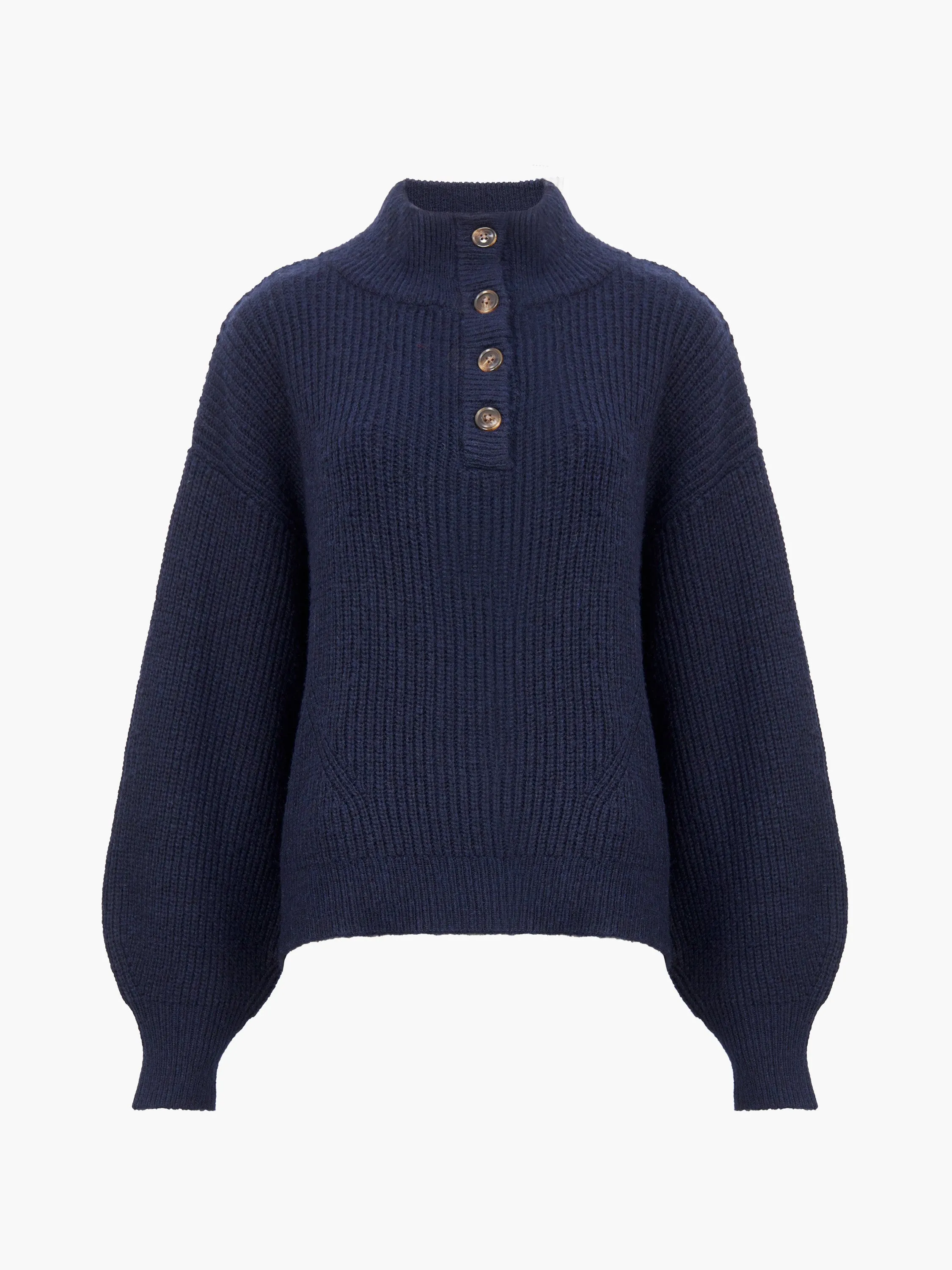 1/4 Button Drop Shoulder Jumper