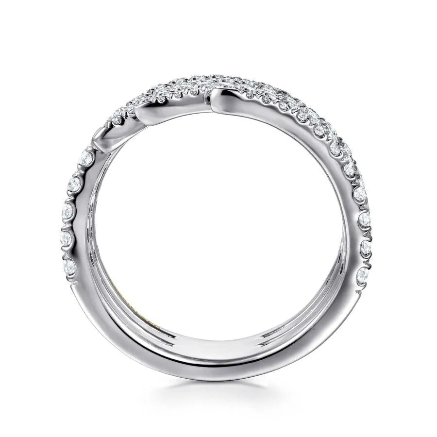 14K White Gold Diamond Spikes Bypass Ladies Ring