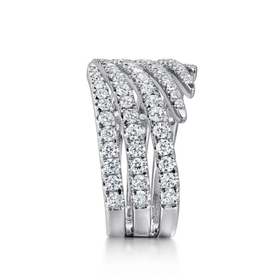 14K White Gold Diamond Spikes Bypass Ladies Ring