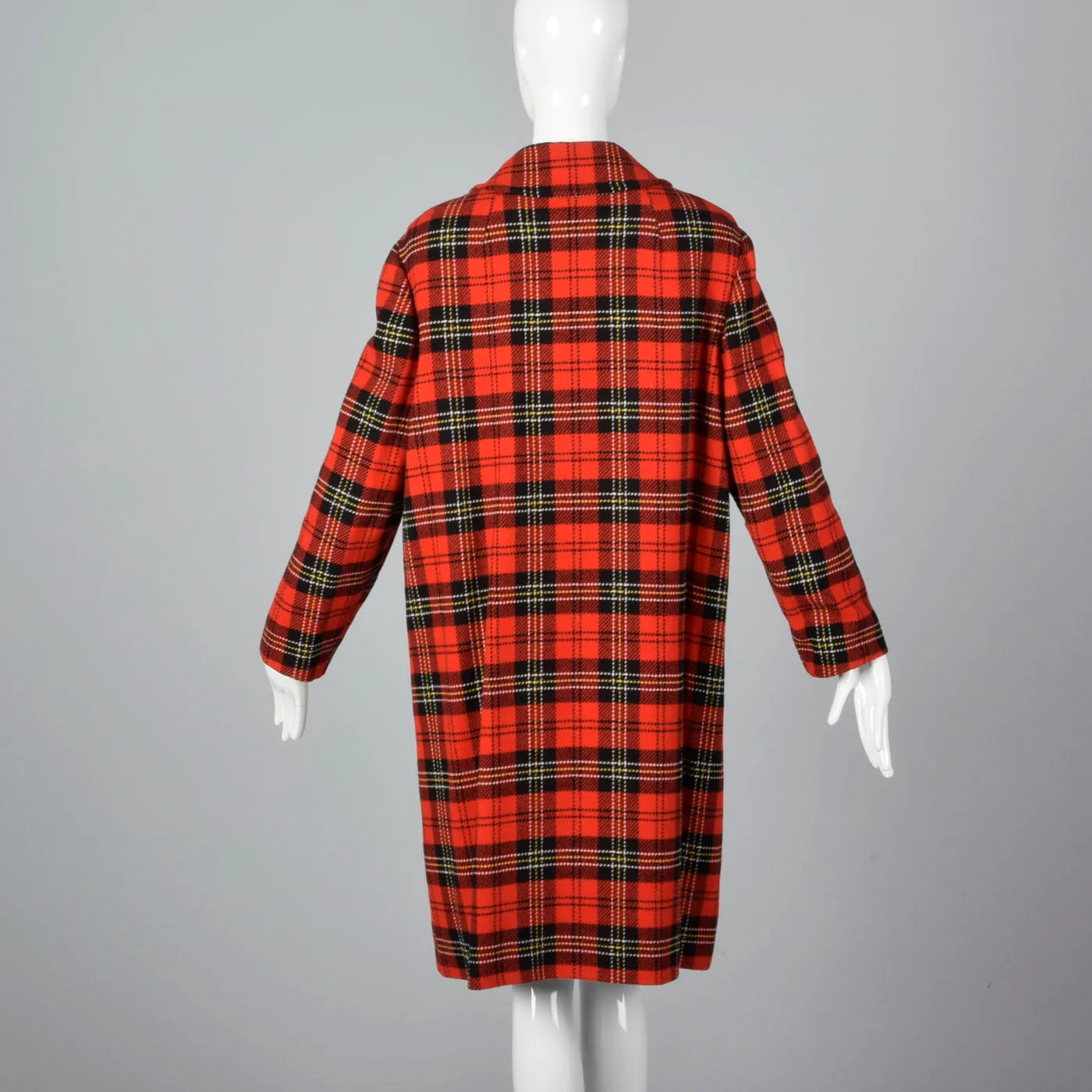 1950s Pendleton Bright Red Tartan Plaid Coat