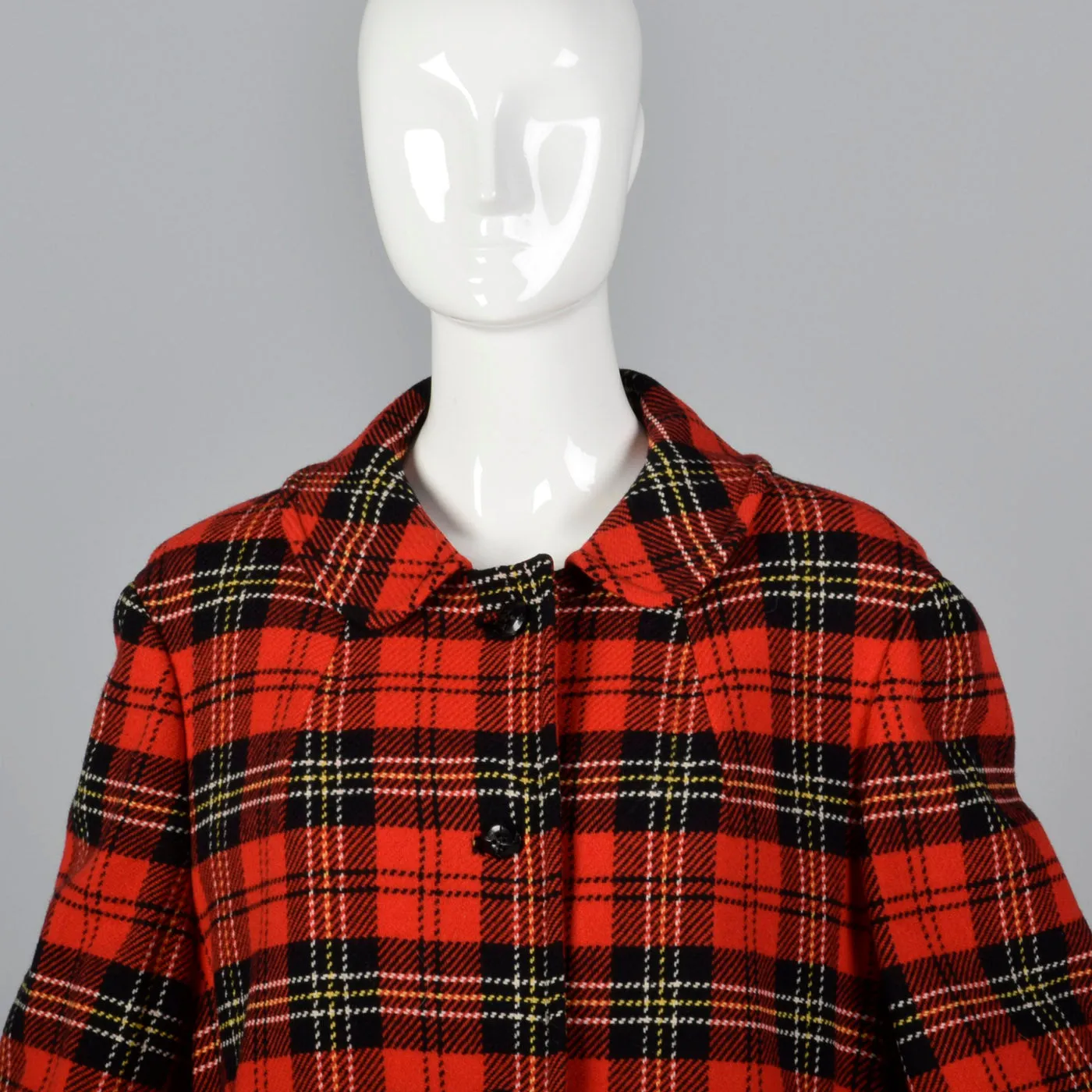 1950s Pendleton Bright Red Tartan Plaid Coat