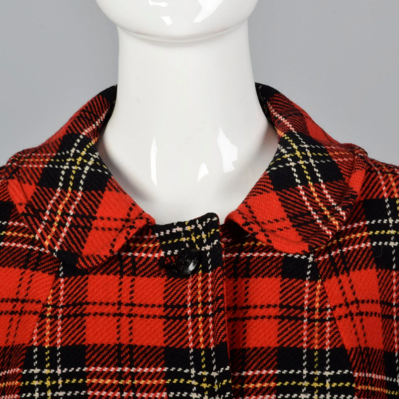 1950s Pendleton Bright Red Tartan Plaid Coat