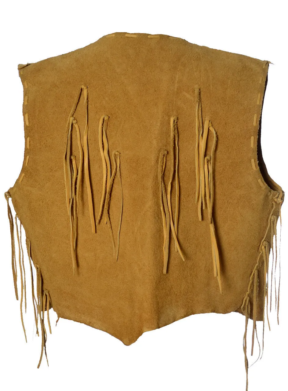 1970s Vintage Suede Vest with Fringe Western Boho Hippie Chic