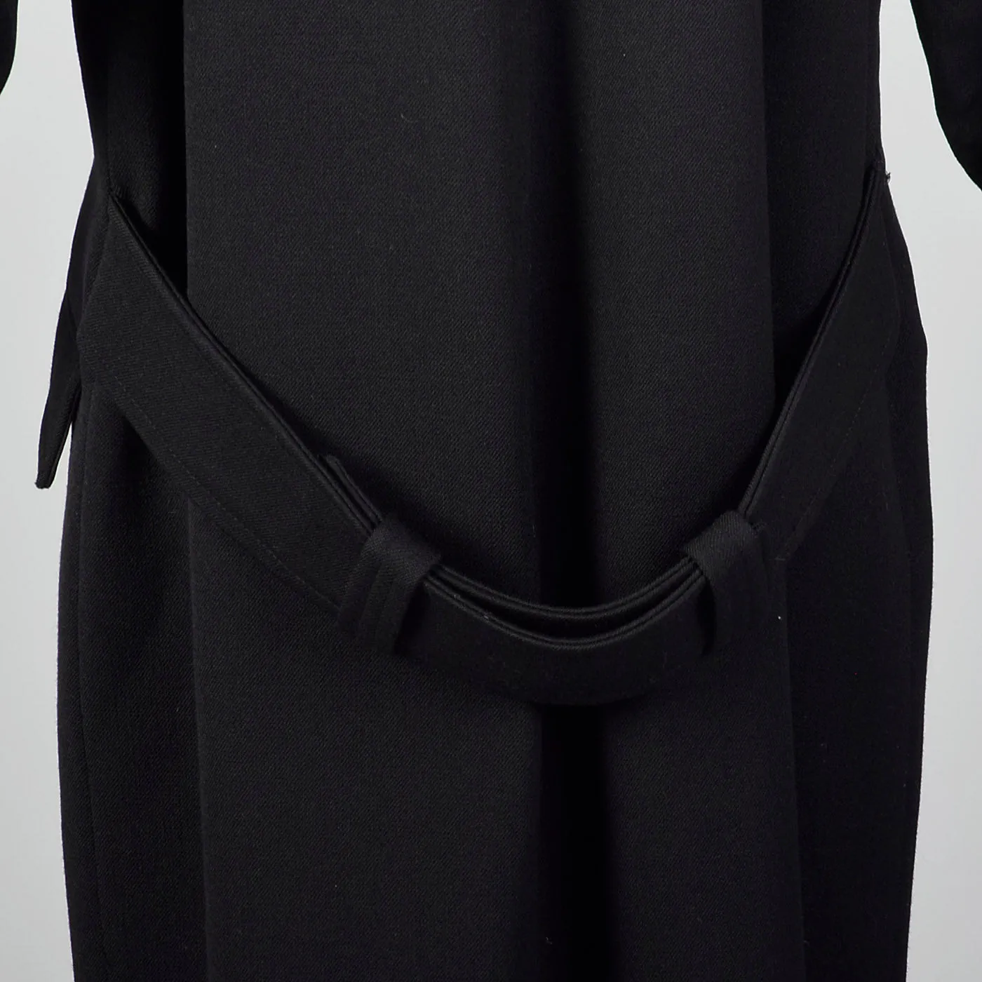 1980s Bill Blass Long Black Overcoat with Convertible Pockets