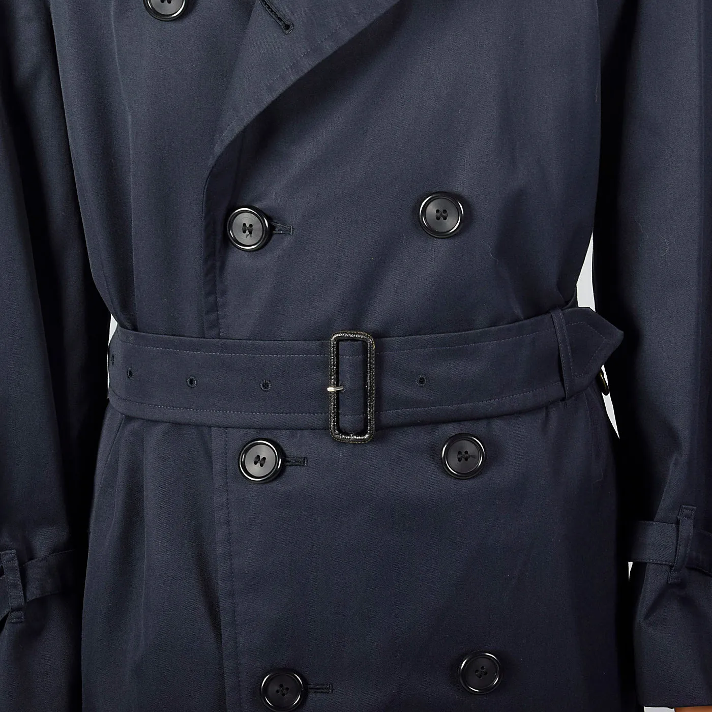 1980s Mens Burberrys  Prorsum Navy Blue Trench Coat