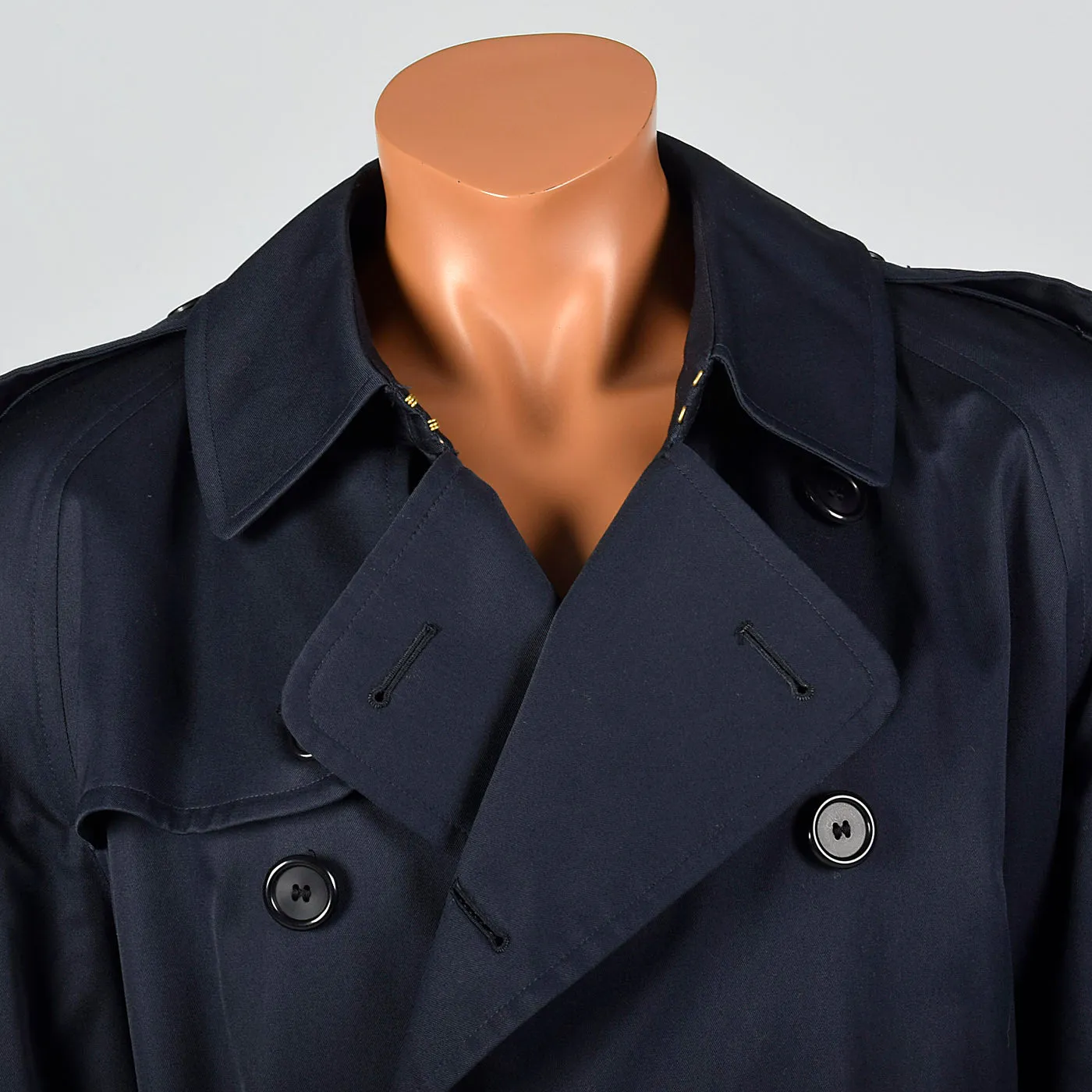 1980s Mens Burberrys  Prorsum Navy Blue Trench Coat