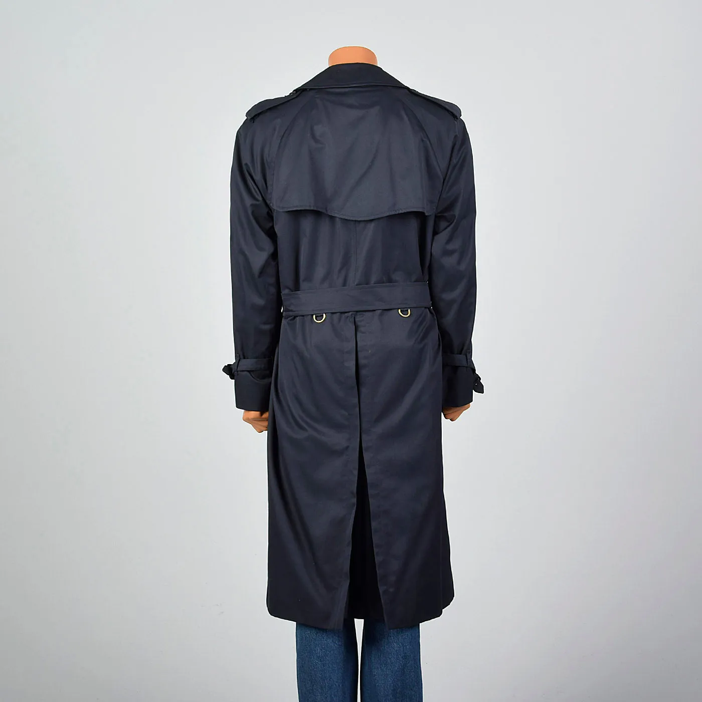 1980s Mens Burberrys  Prorsum Navy Blue Trench Coat