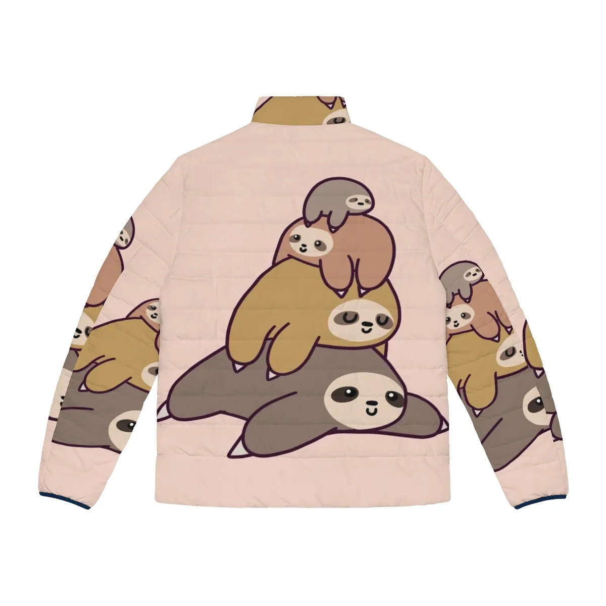 Adorable Sloth Stack Puffer Jacket | Cute Chibi Sloth Design