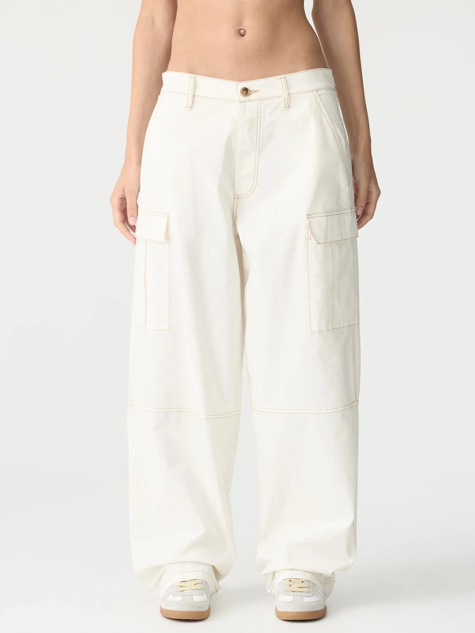 bassike ripstop cargo pant - white