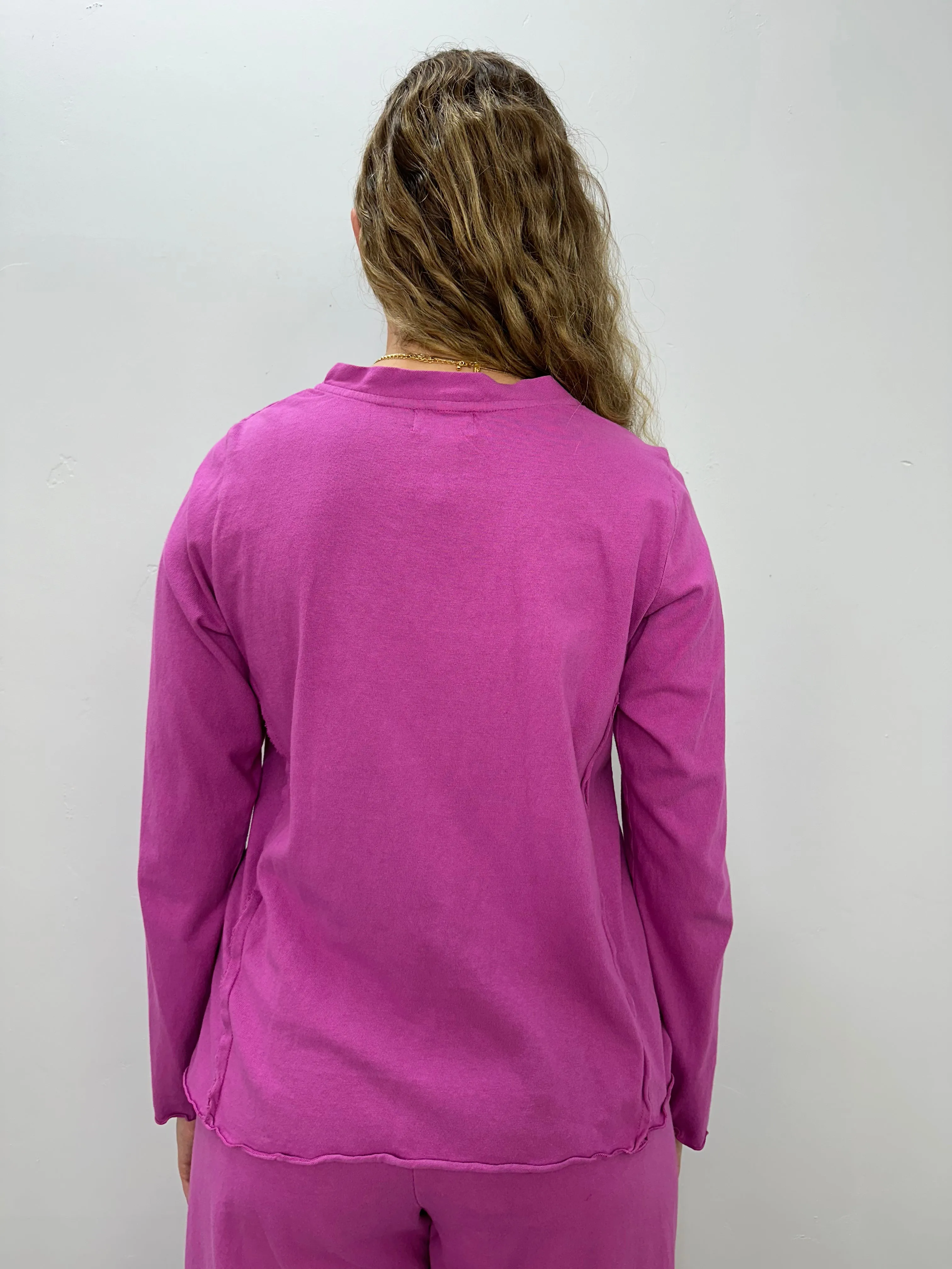 Berry Pink Long Sleeve Cotton Top