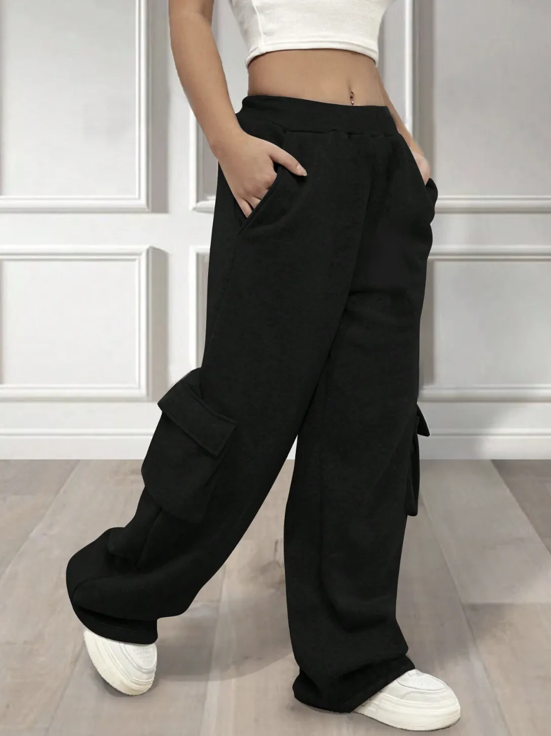 Black Wide Leg Joggers