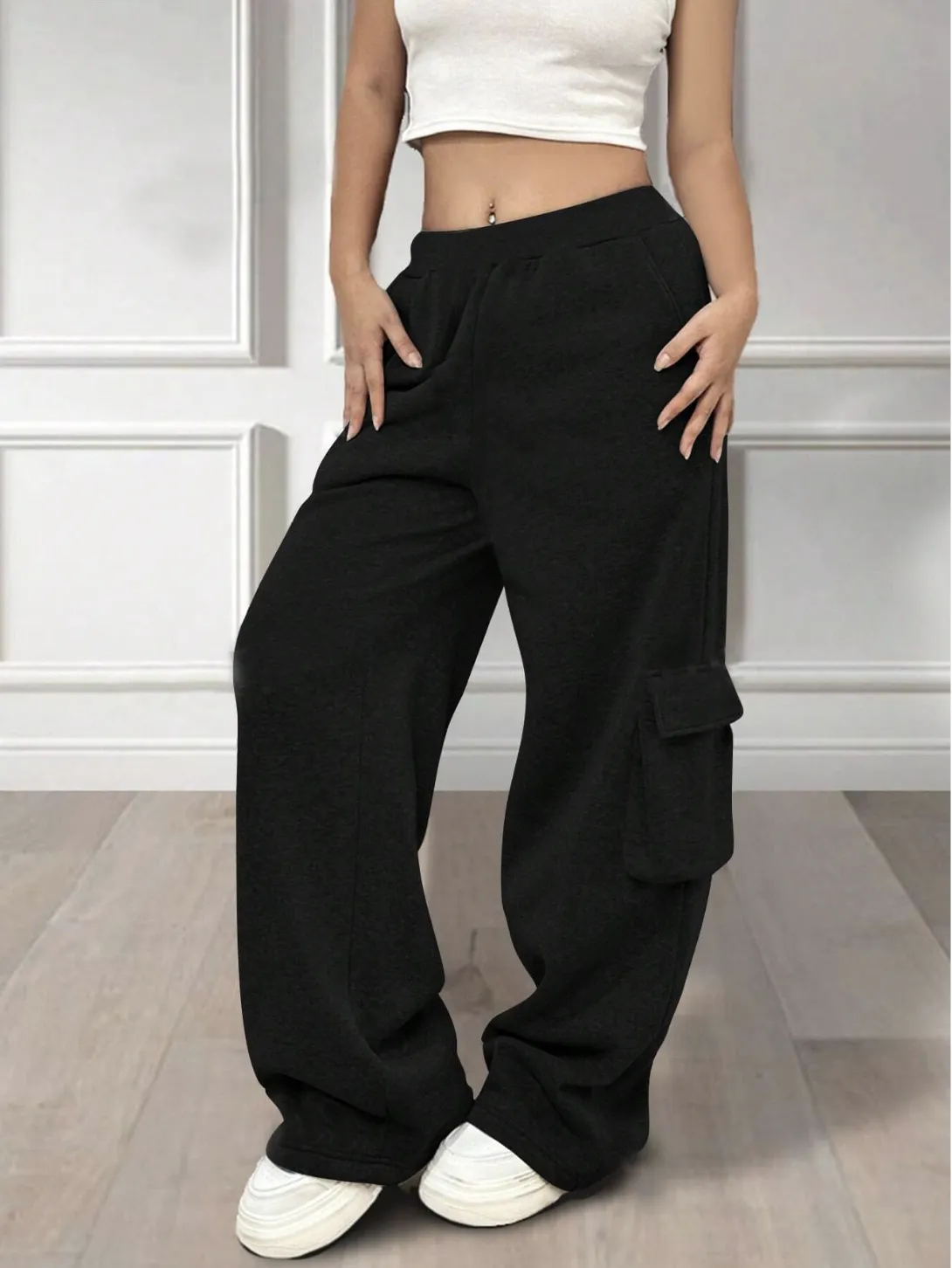 Black Wide Leg Joggers