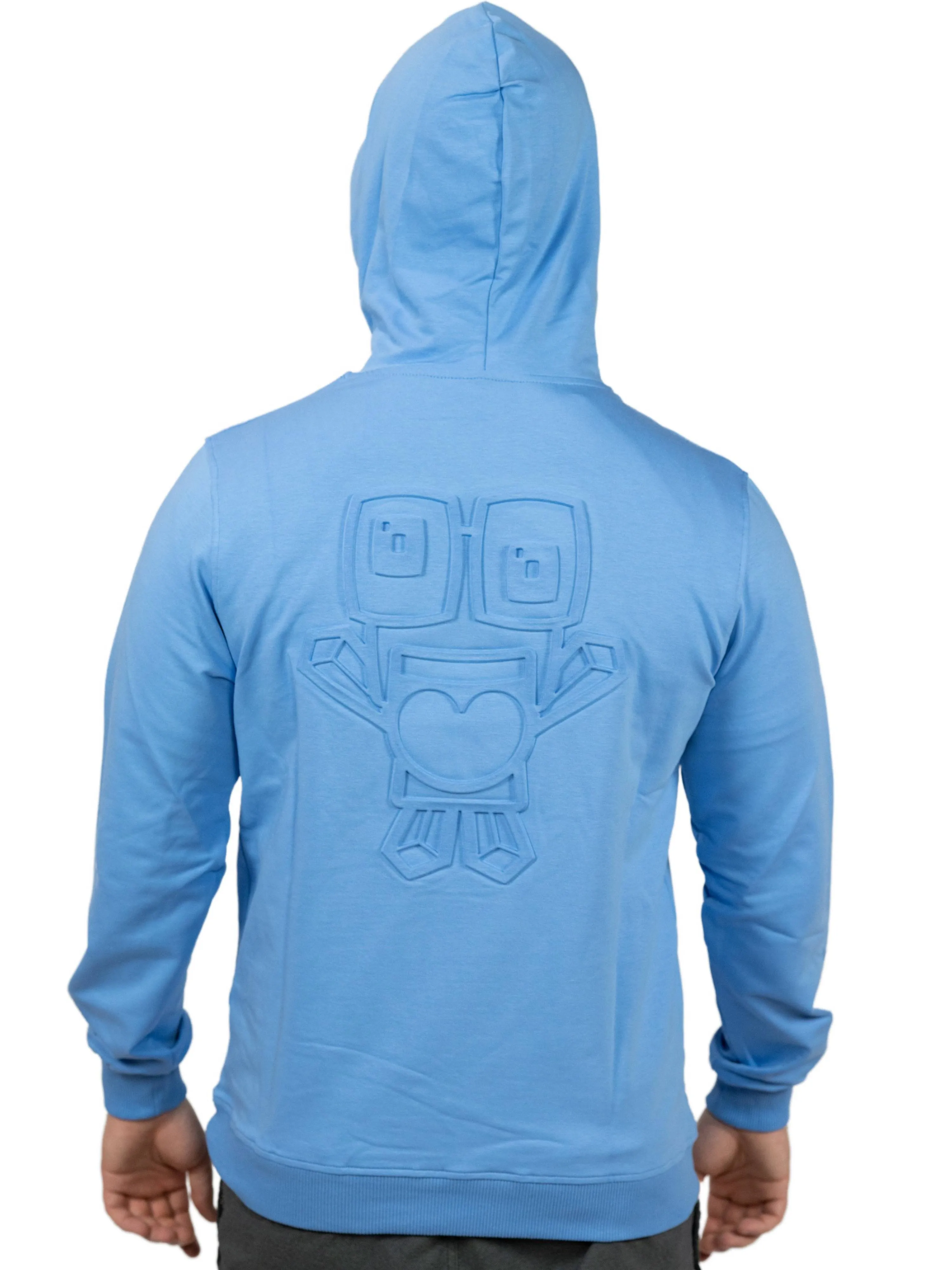 BLUE EMBOSSED PULLOVER HOODIE