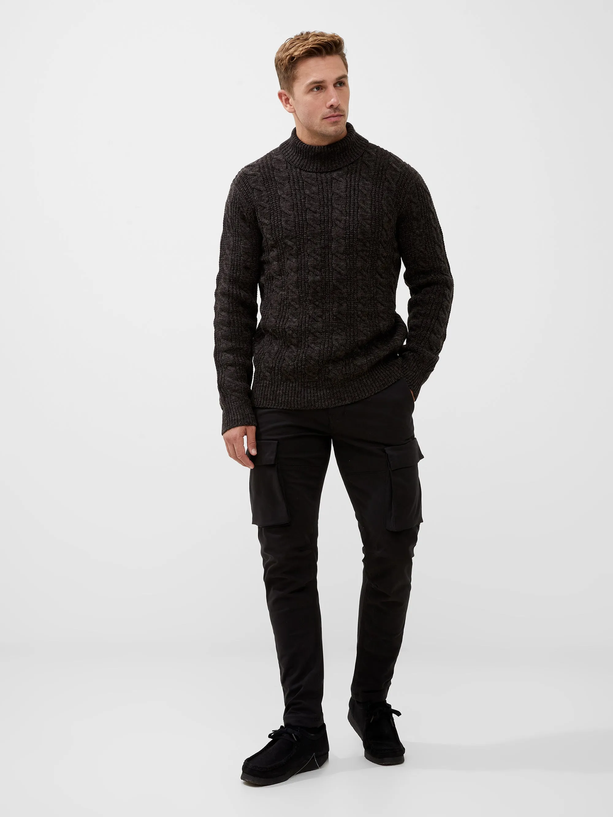 Cable Knit Roll Neck Jumper