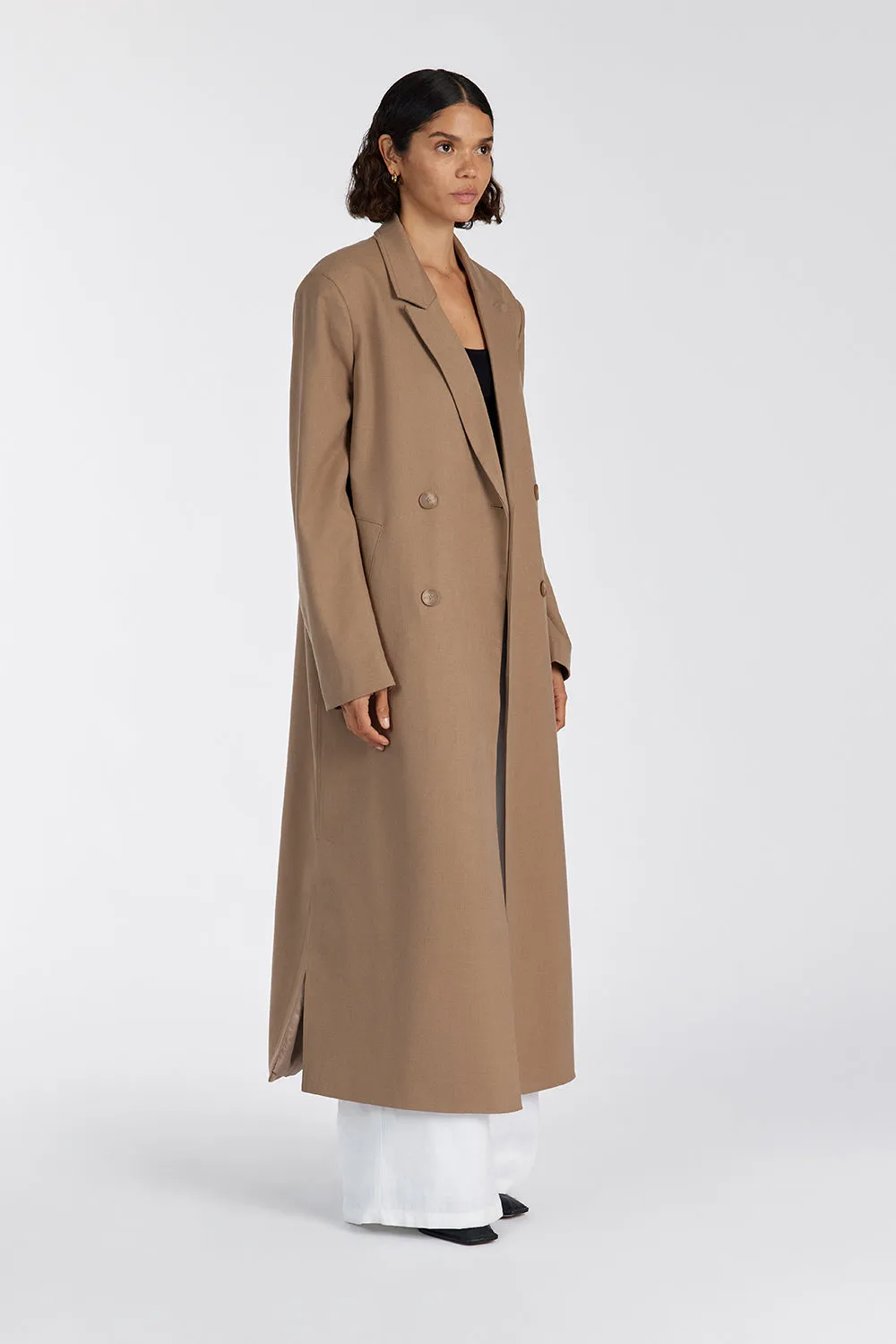 CELINA TAN WOOL BLEND COAT