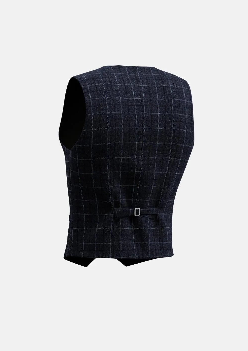 Charcoal Blue Check Flannel Vest