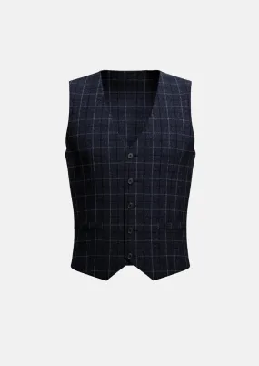 Charcoal Blue Check Flannel Vest