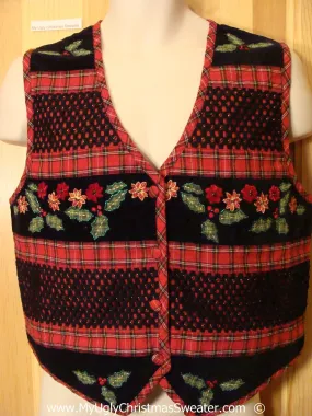 Cheap Christmas Vest with Ivy and Plaid