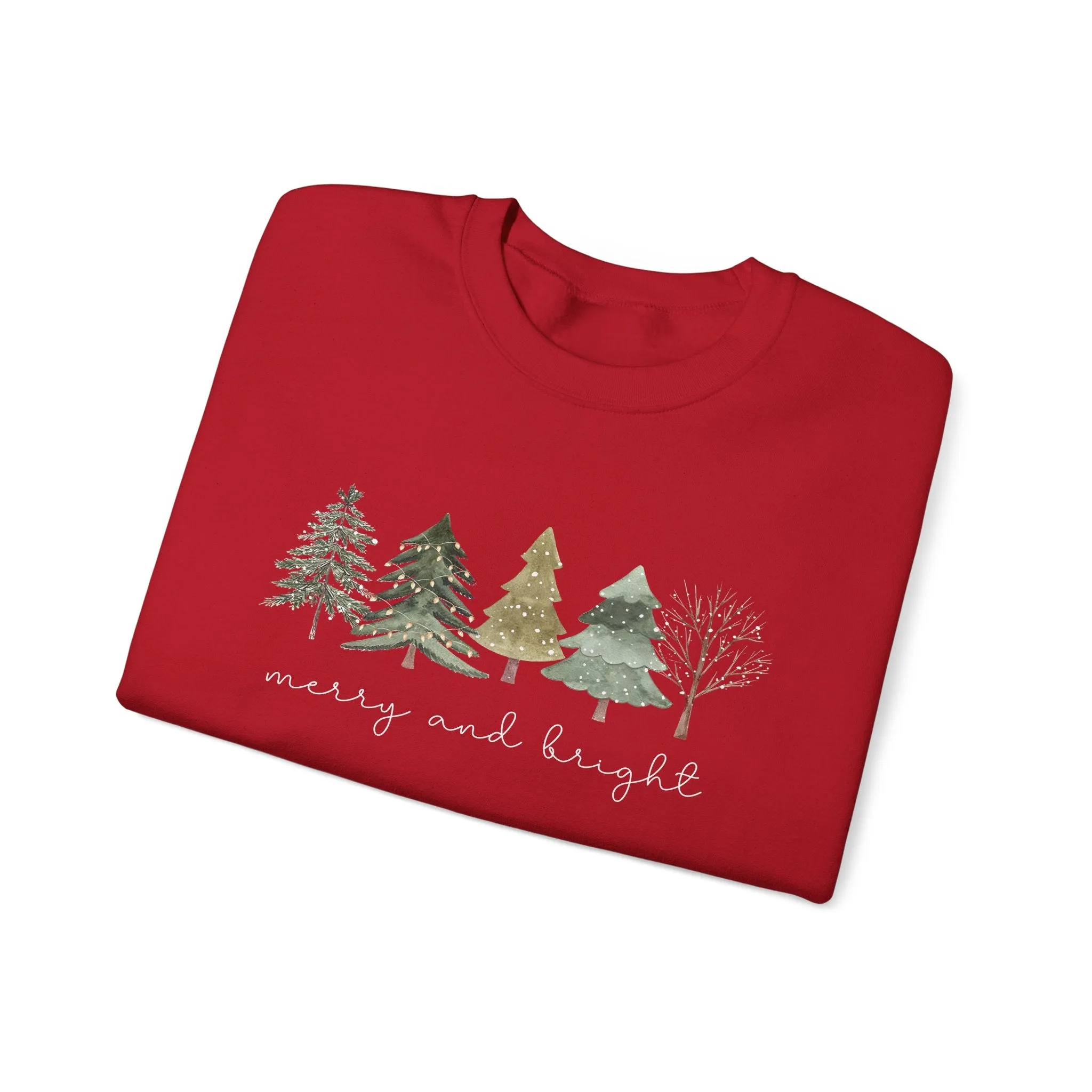 Christmas Trees Sweatshirt - Merry and Bright Unisex Crewneck