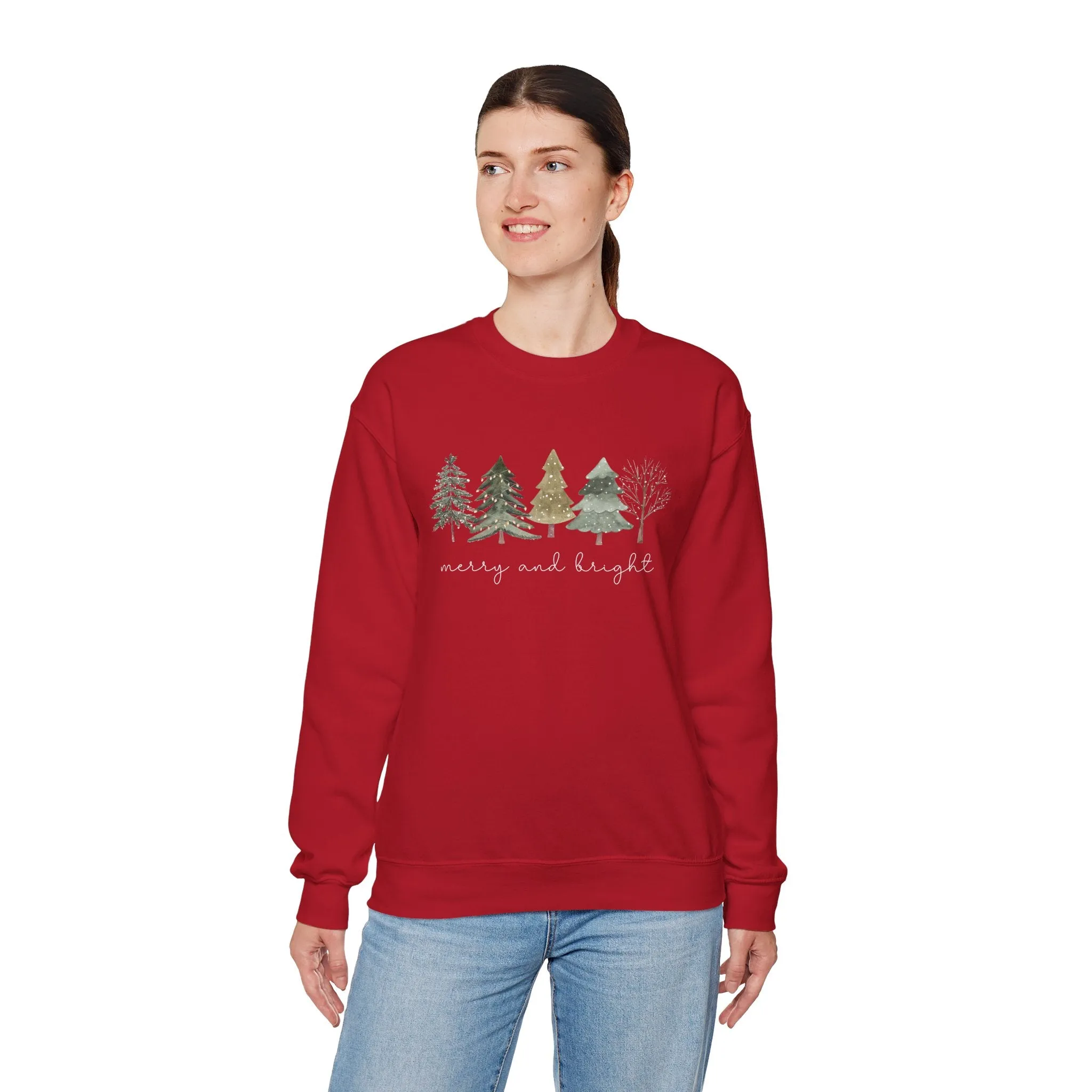 Christmas Trees Sweatshirt - Merry and Bright Unisex Crewneck