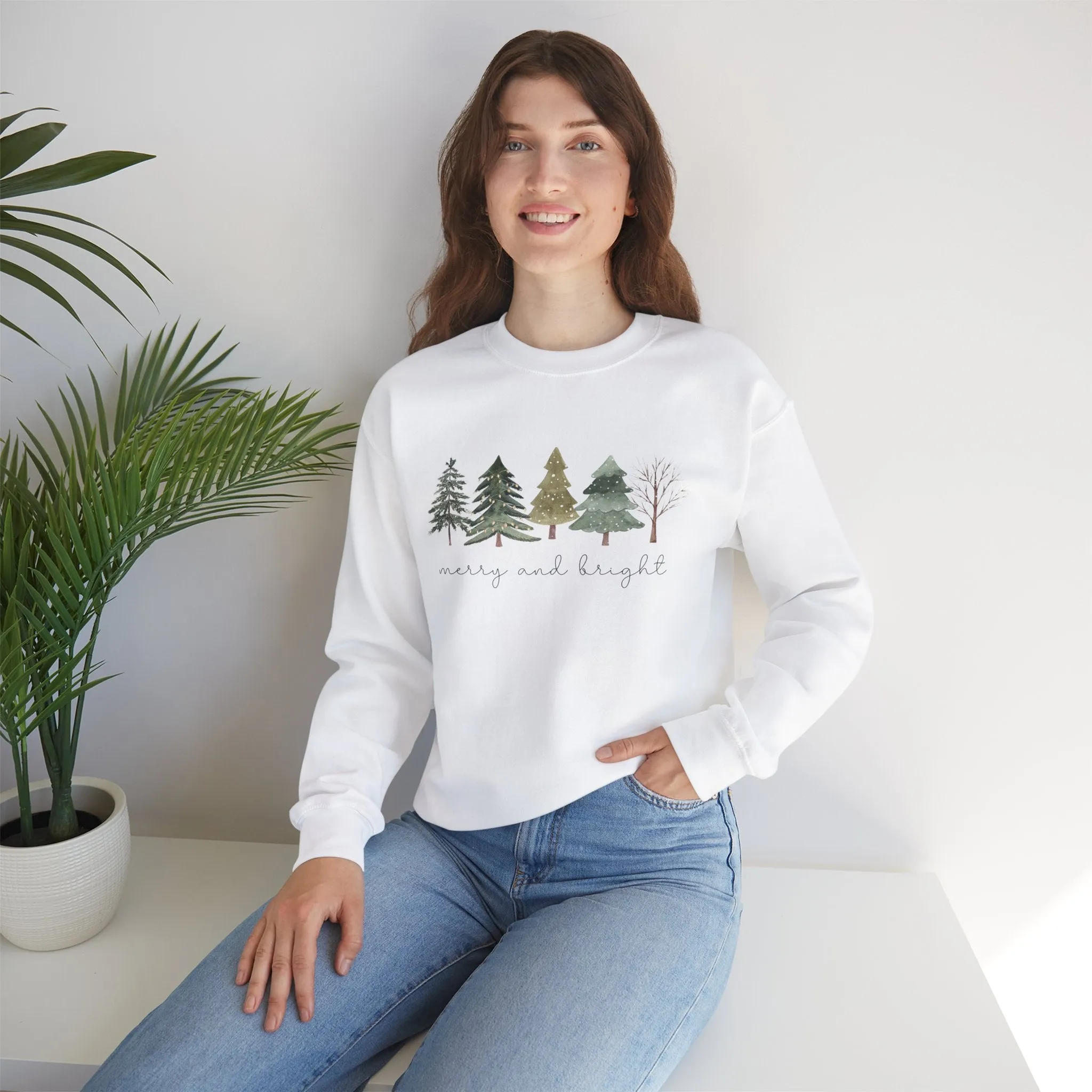 Christmas Trees Sweatshirt - Merry and Bright Unisex Crewneck