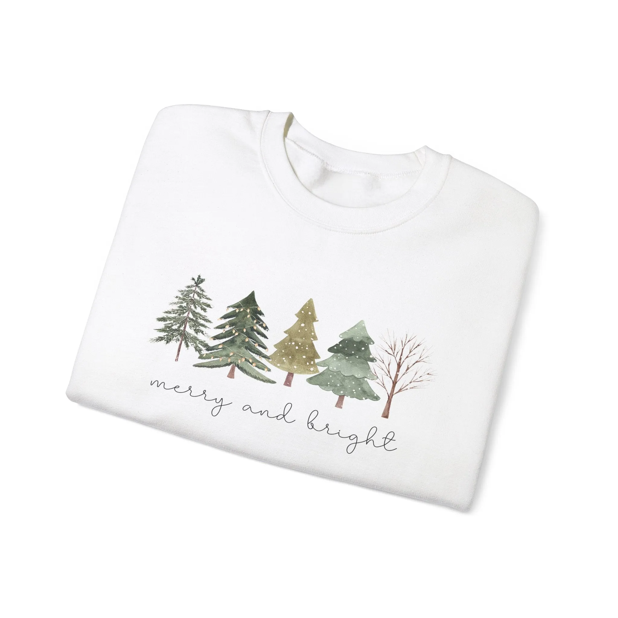 Christmas Trees Sweatshirt - Merry and Bright Unisex Crewneck