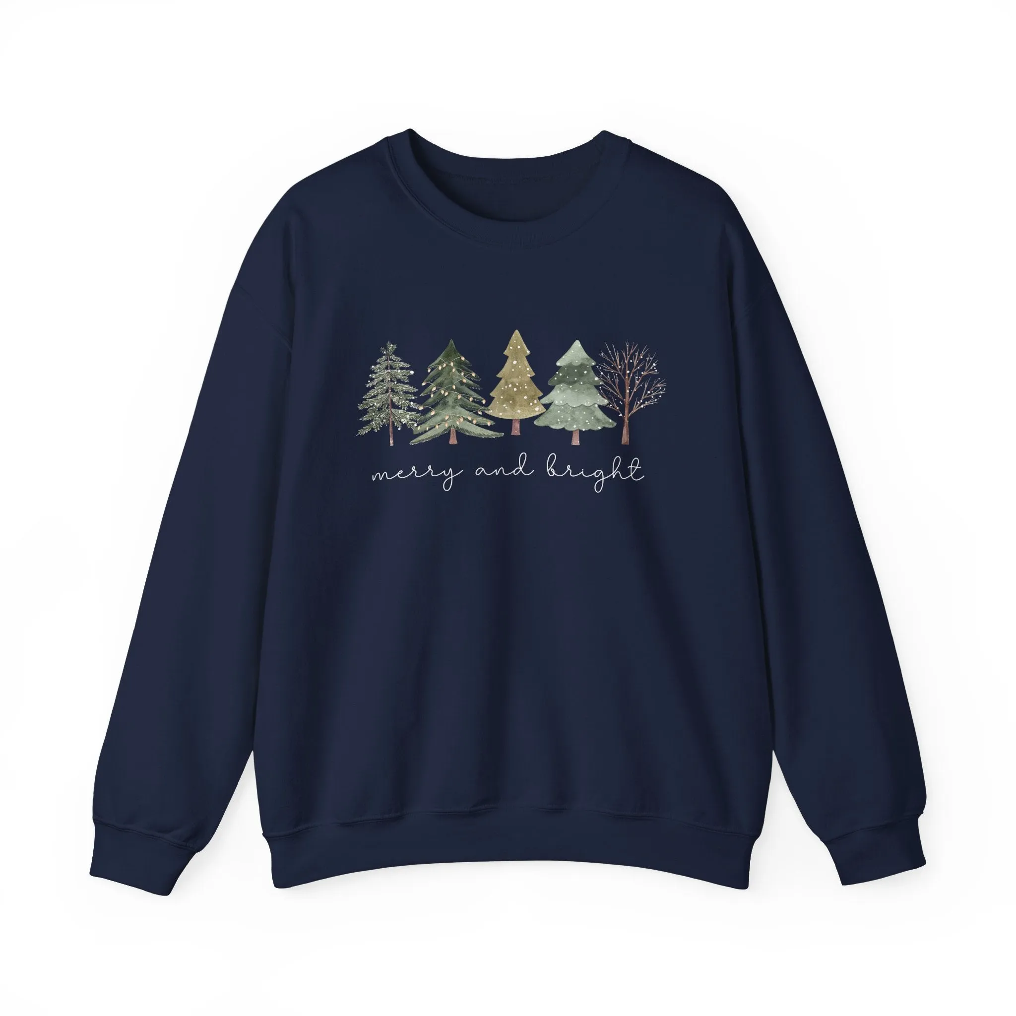 Christmas Trees Sweatshirt - Merry and Bright Unisex Crewneck