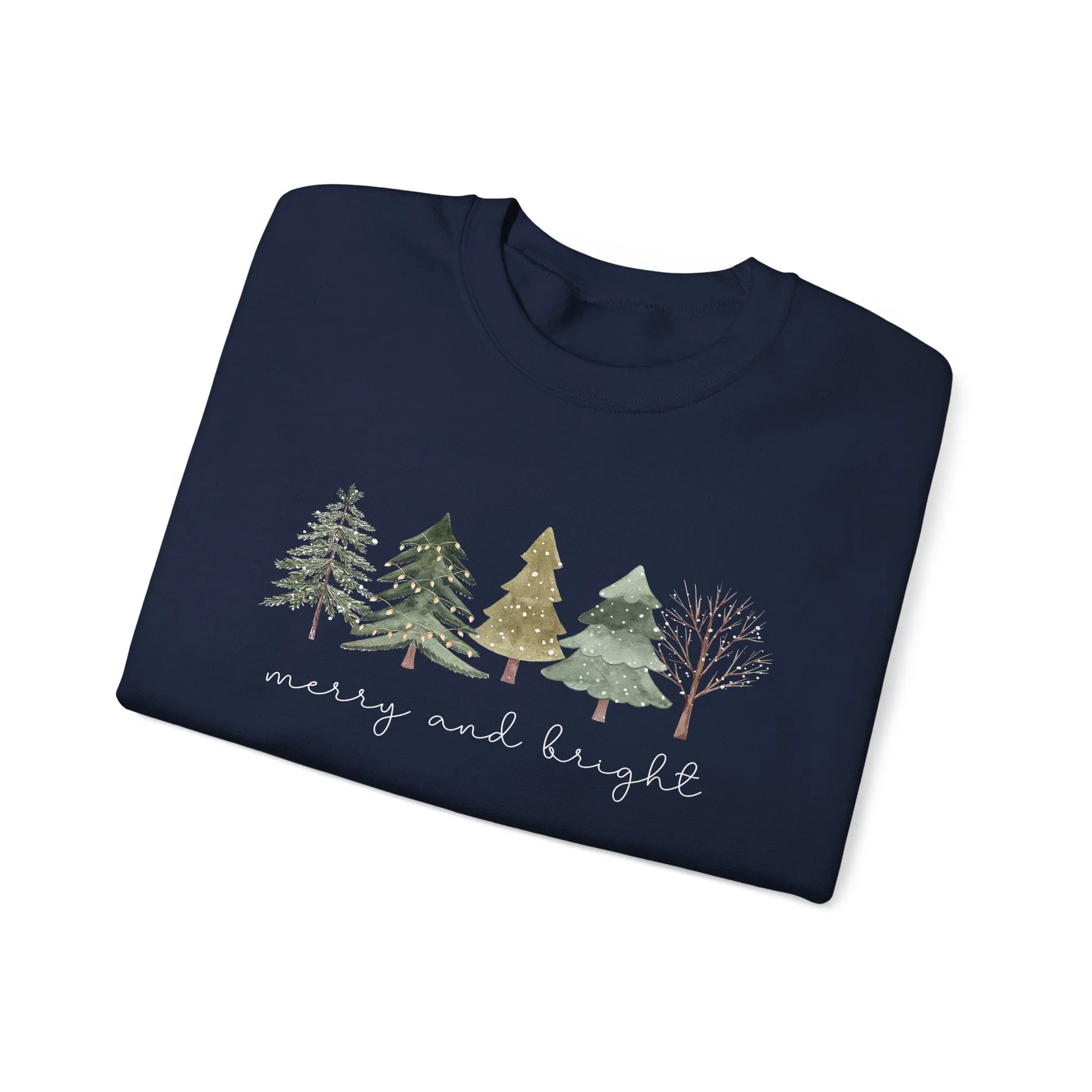 Christmas Trees Sweatshirt - Merry and Bright Unisex Crewneck