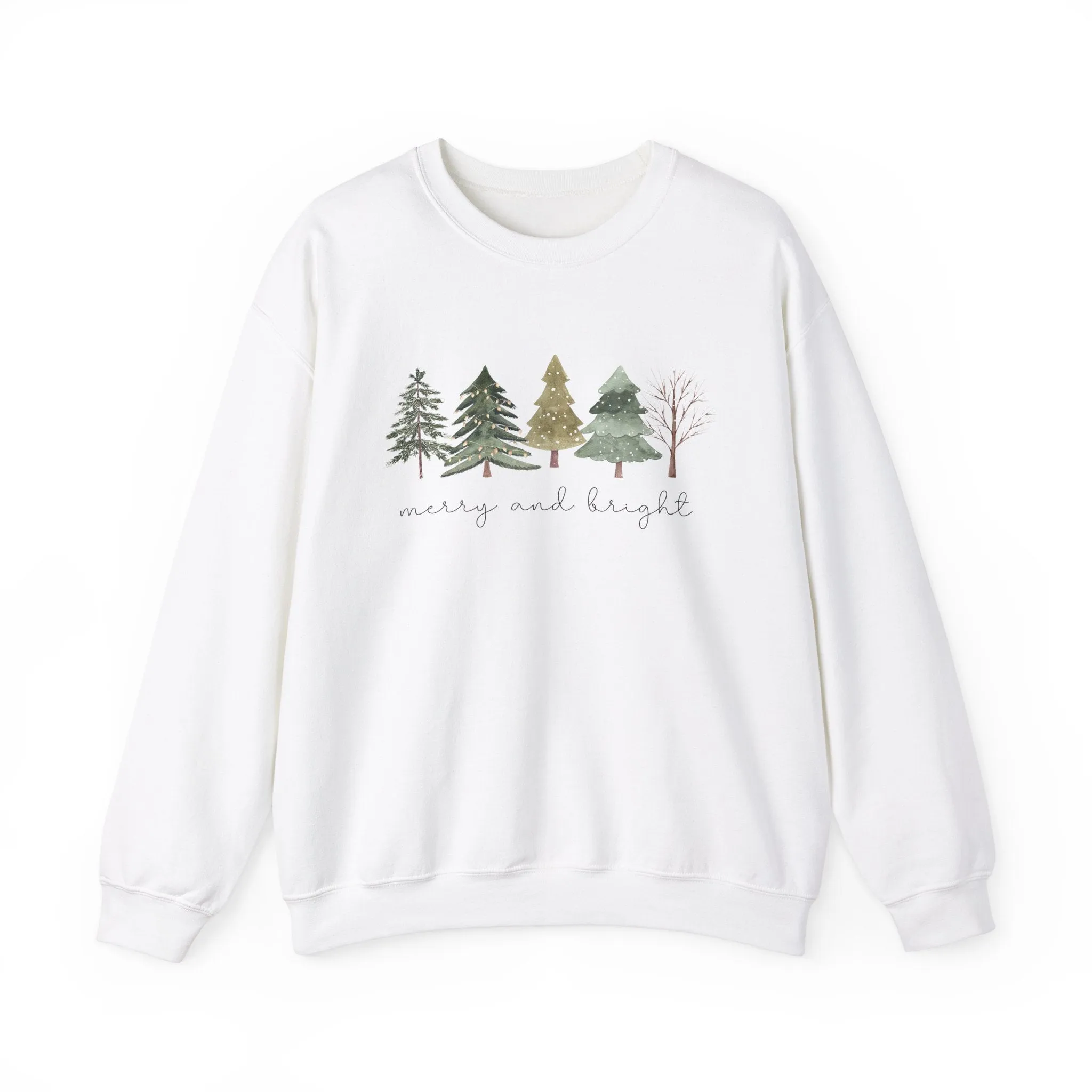 Christmas Trees Sweatshirt - Merry and Bright Unisex Crewneck