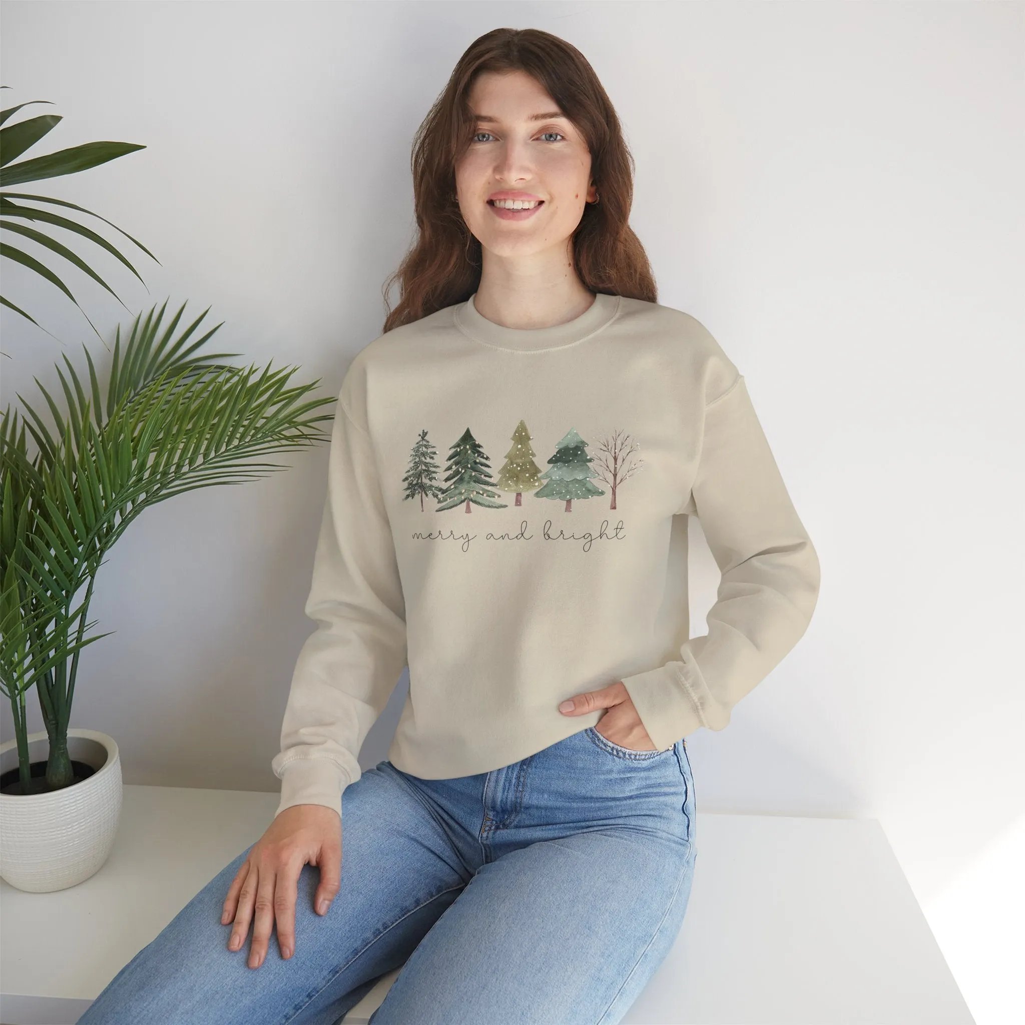 Christmas Trees Sweatshirt - Merry and Bright Unisex Crewneck