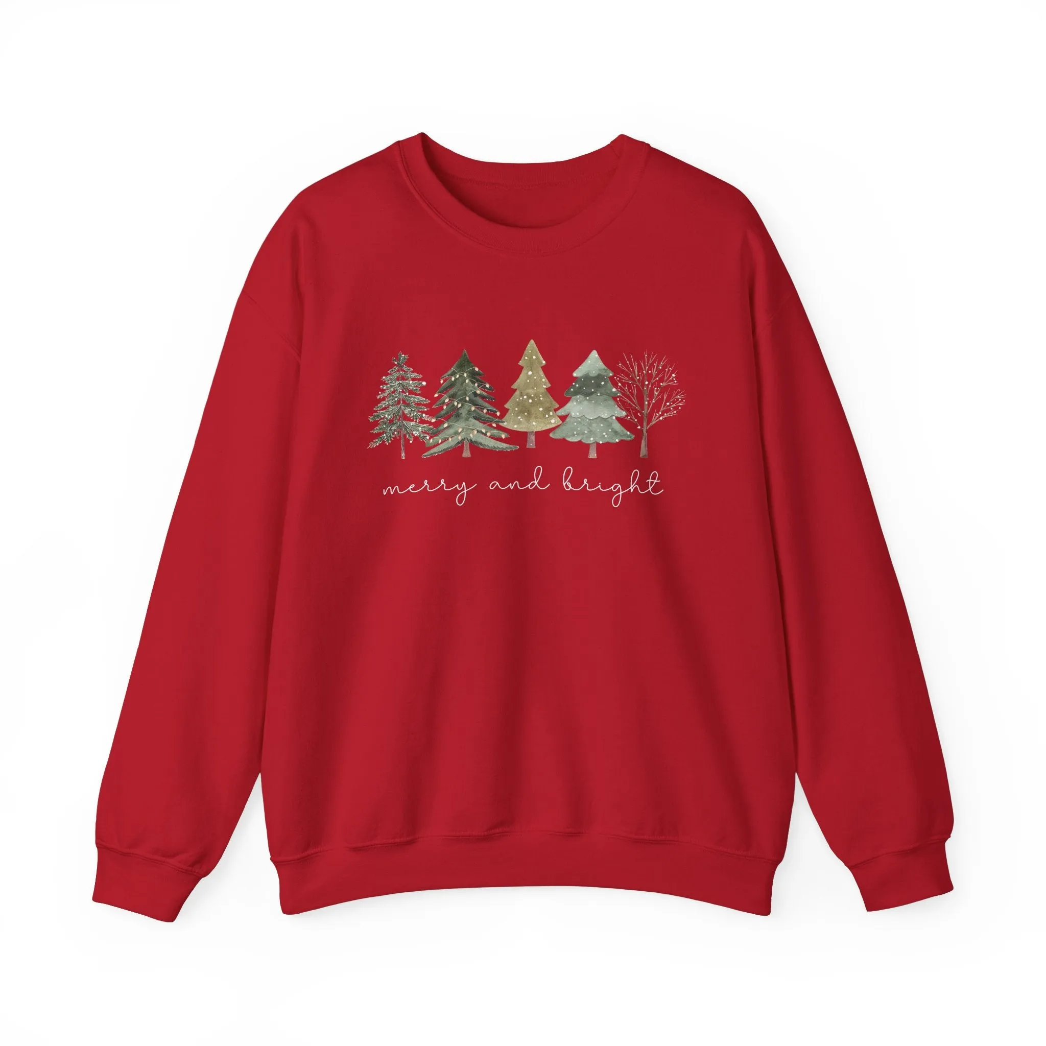 Christmas Trees Sweatshirt - Merry and Bright Unisex Crewneck