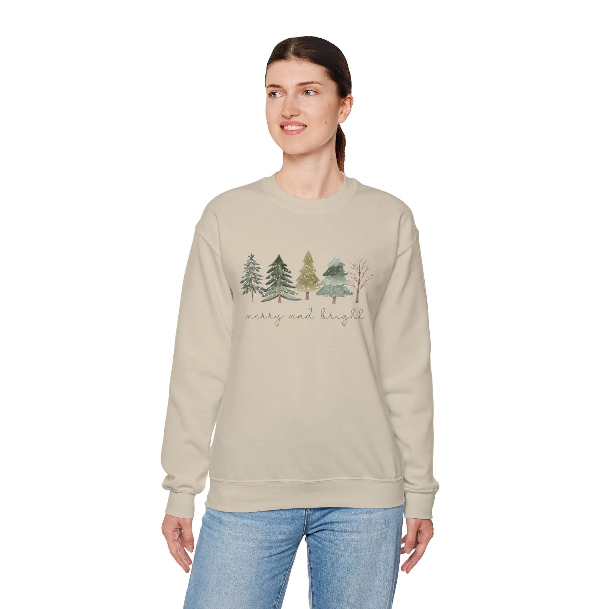 Christmas Trees Sweatshirt - Merry and Bright Unisex Crewneck