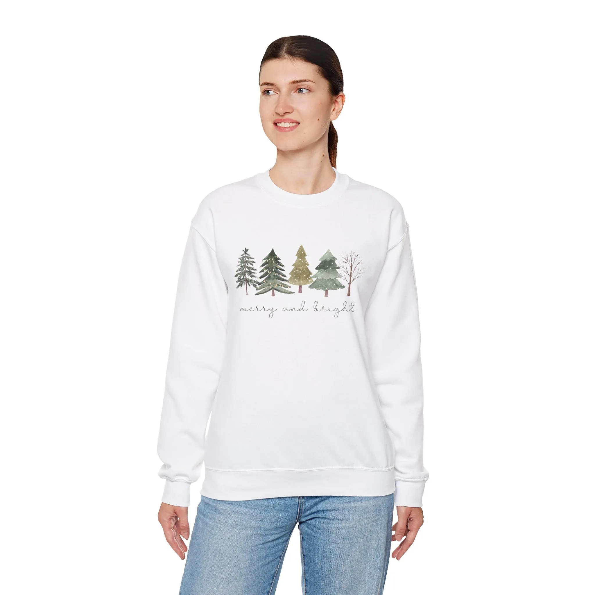 Christmas Trees Sweatshirt - Merry and Bright Unisex Crewneck