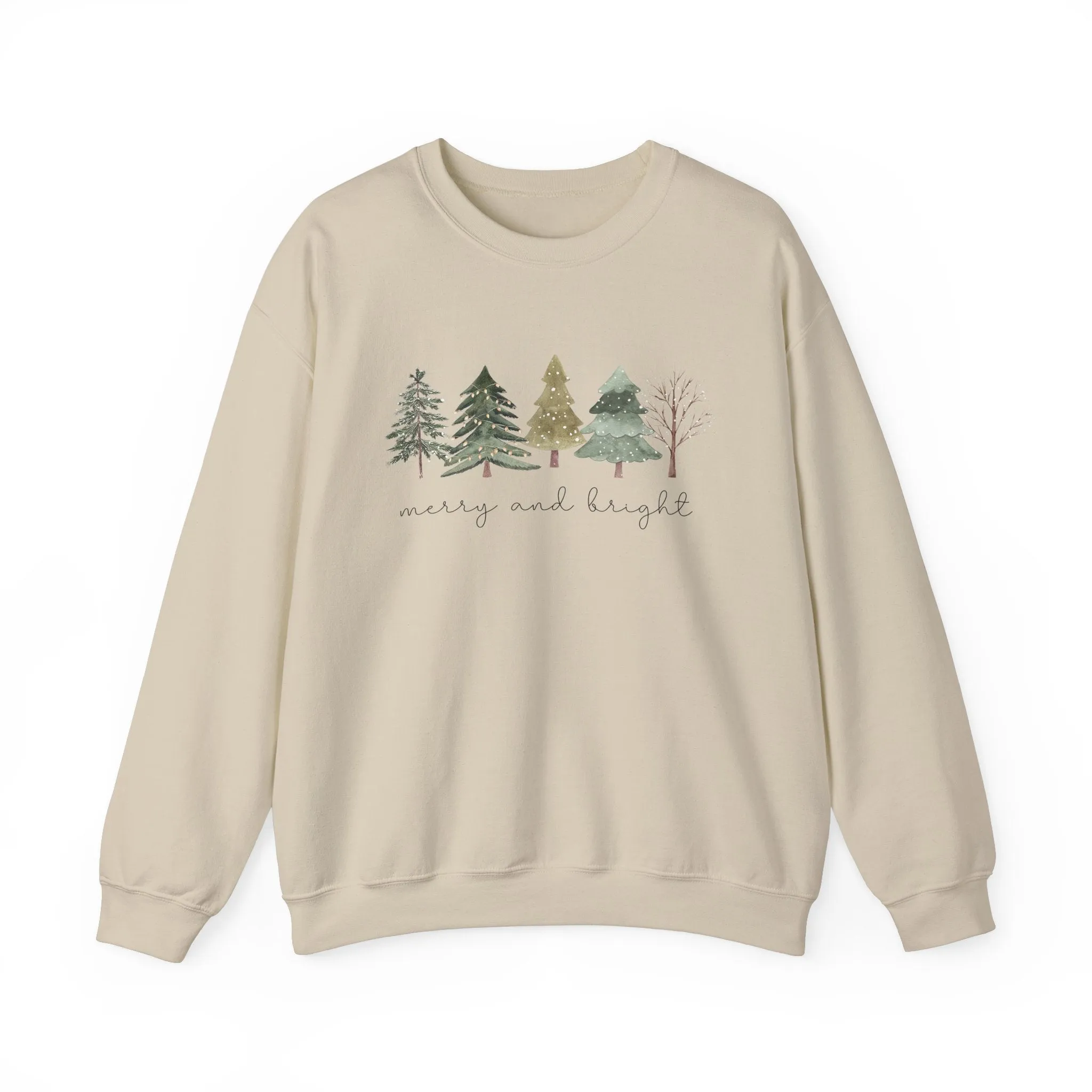 Christmas Trees Sweatshirt - Merry and Bright Unisex Crewneck