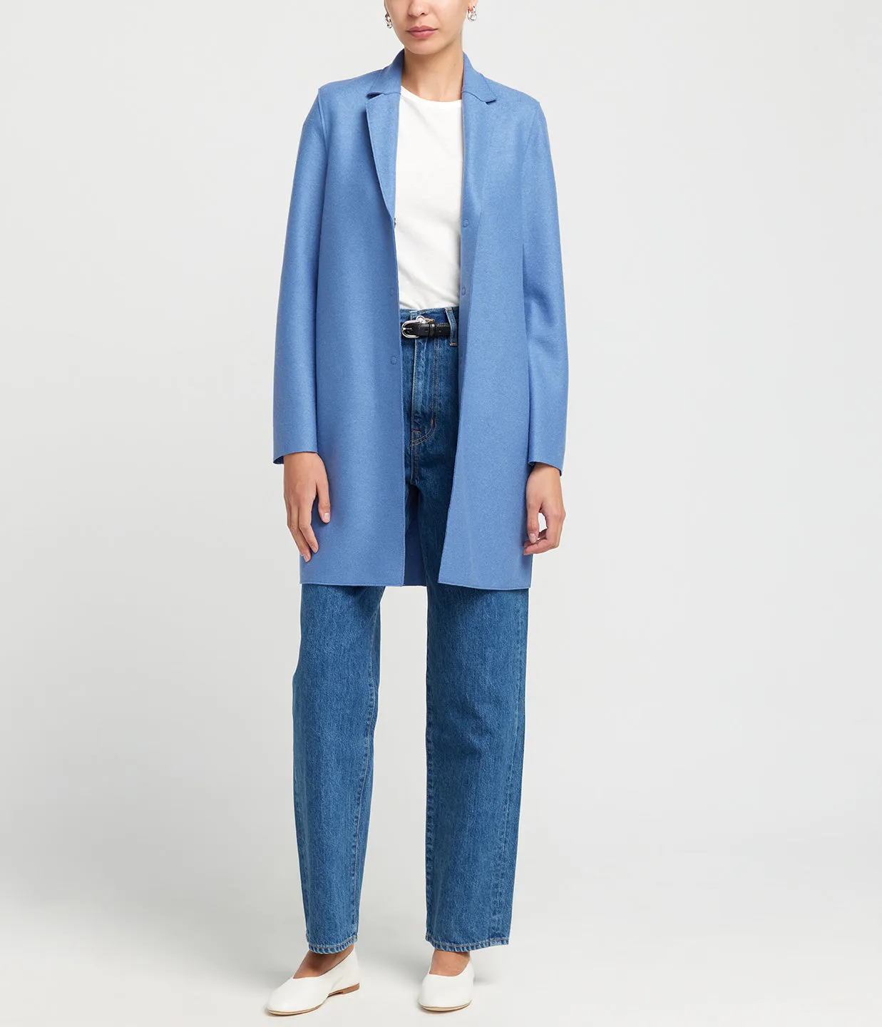 Cocoon Coat in Denim Blue