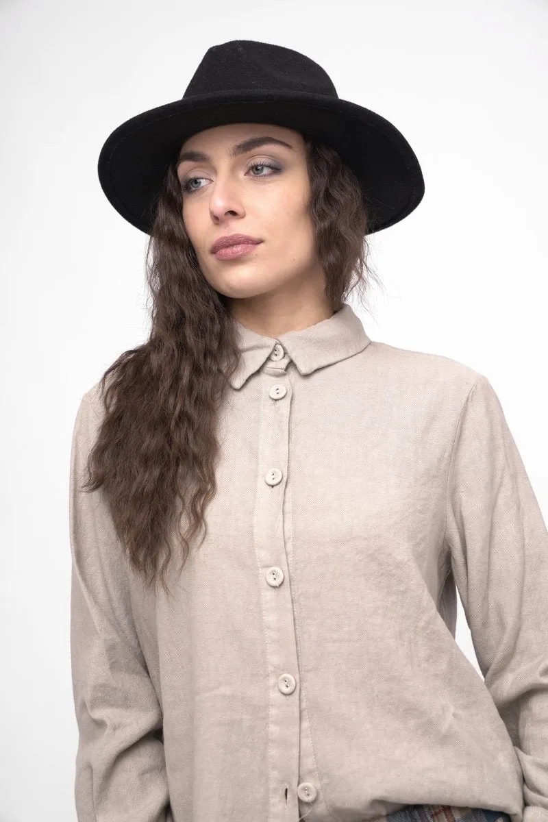 Cotton Linen Blend Button Up Shirt