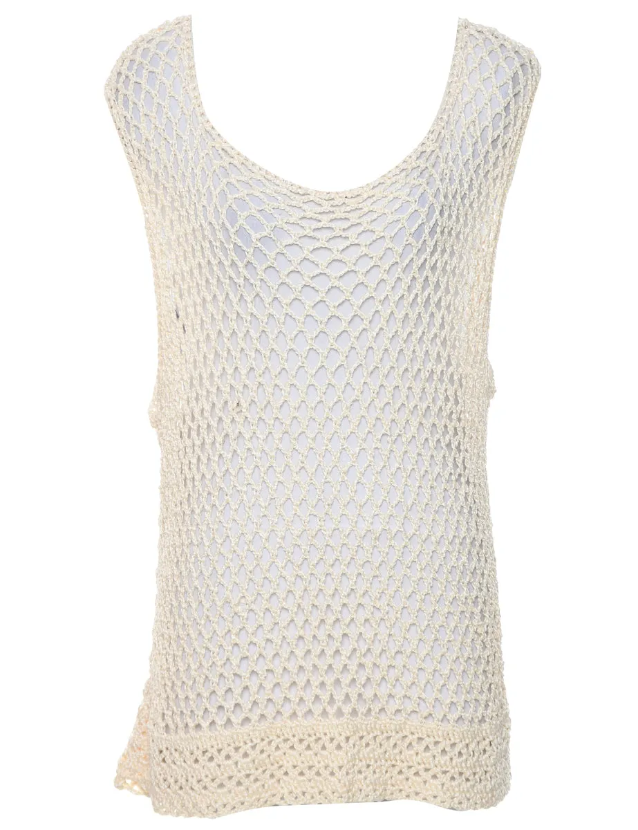 Crochet Off White Jumper - XL