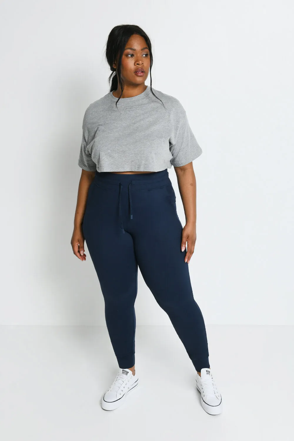 Curve Recharge High Waisted Joggers - Navy Blue