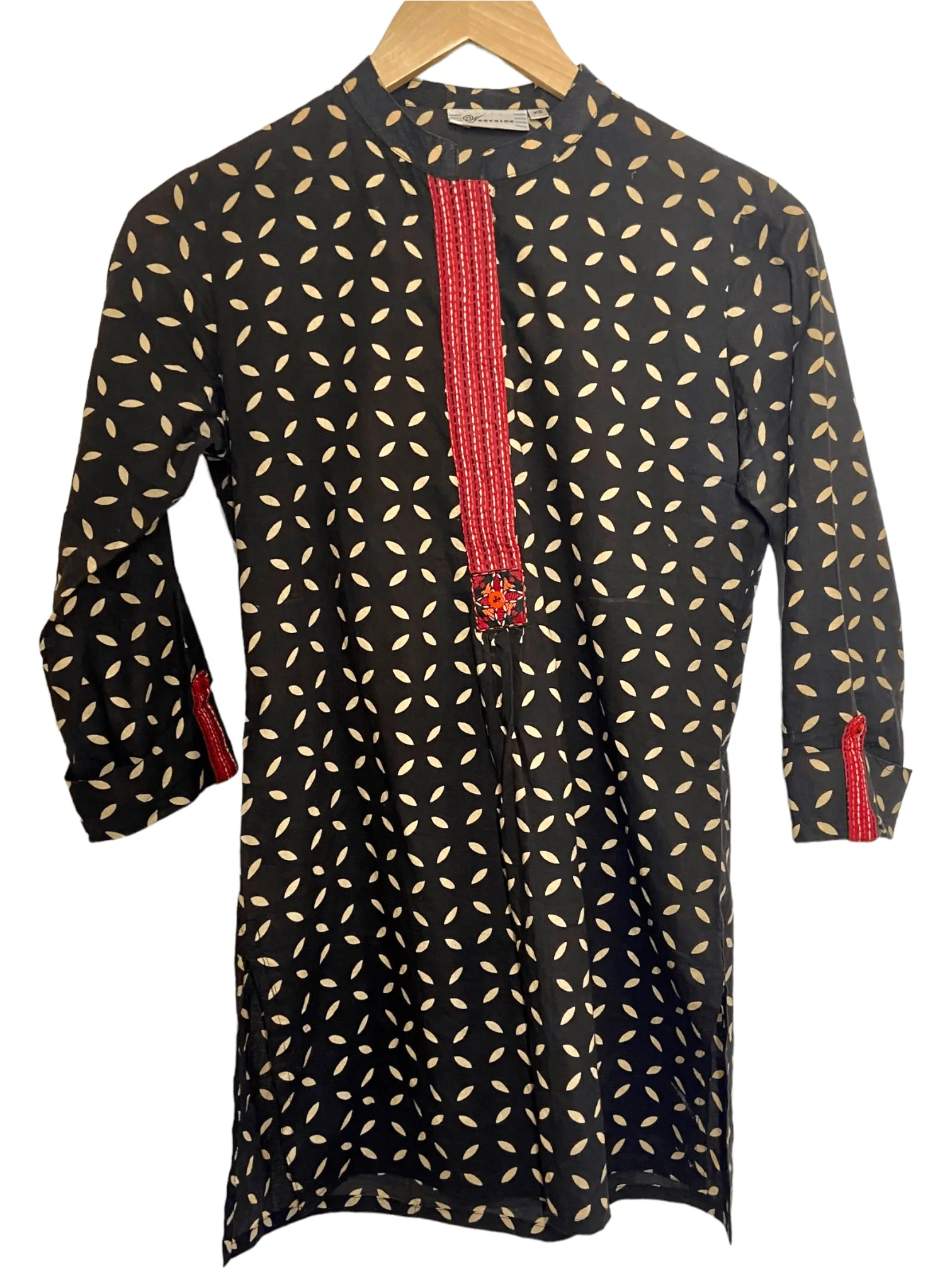 Dark Autumn Black and Tan Leaf Print Tunic