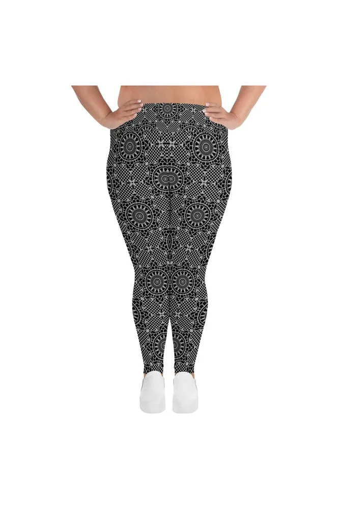 Dark Gray Mandala Print Plus Size Leggings