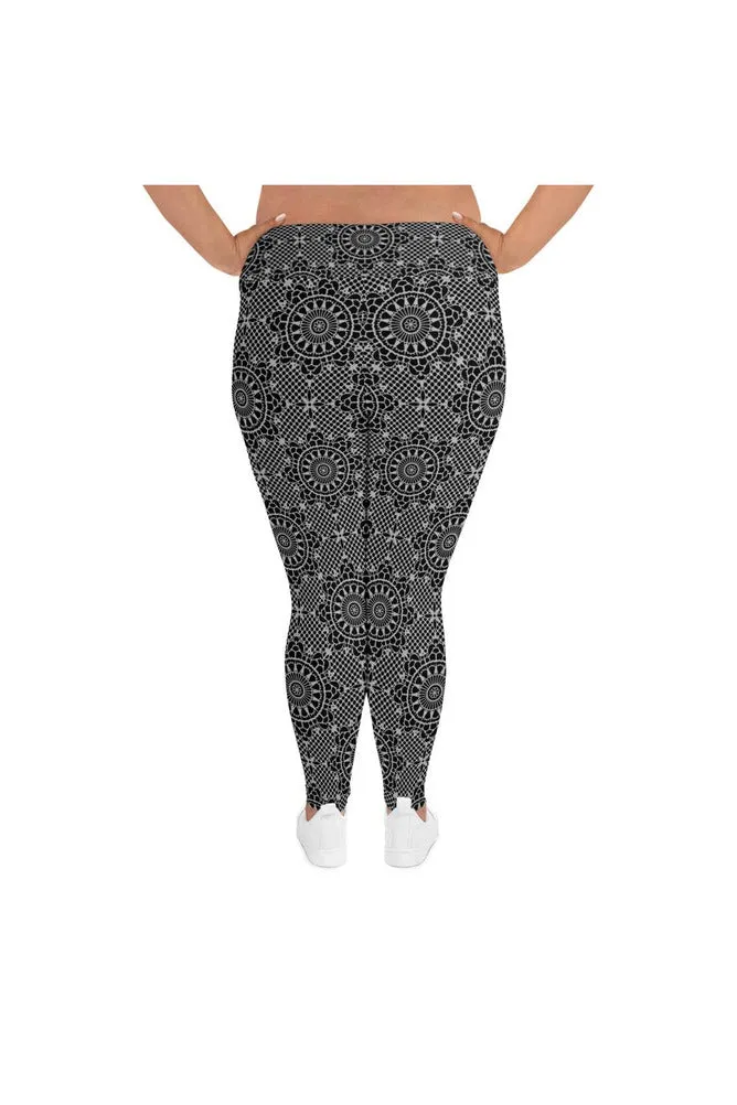 Dark Gray Mandala Print Plus Size Leggings