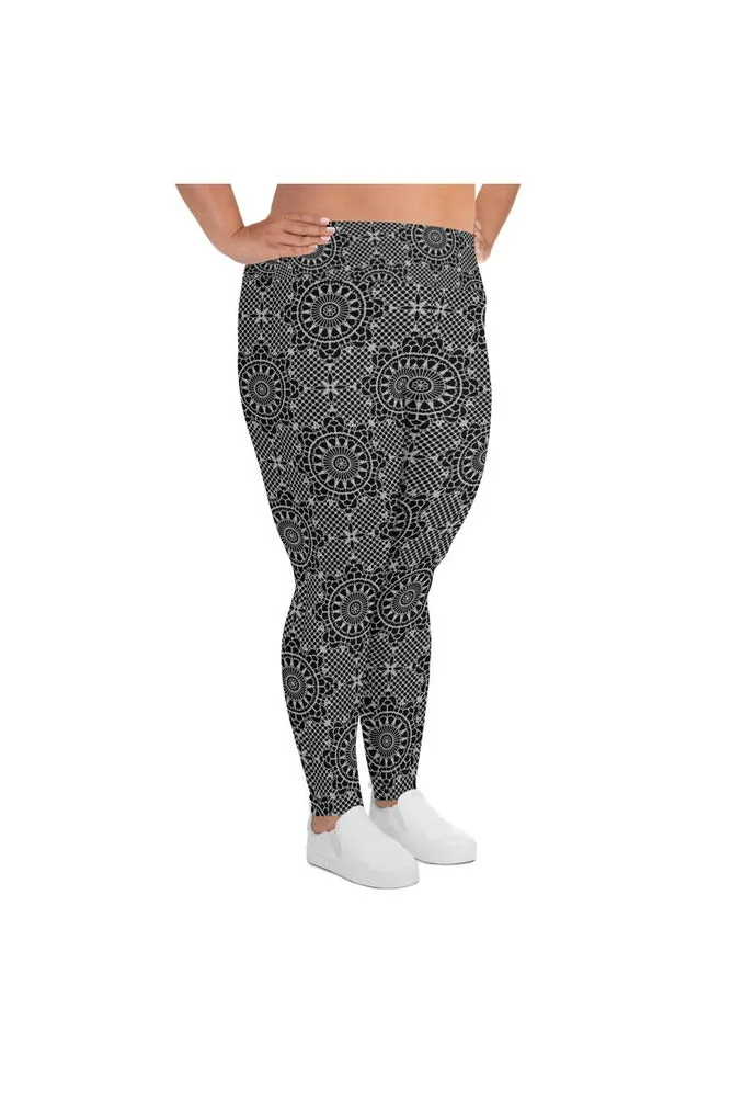 Dark Gray Mandala Print Plus Size Leggings