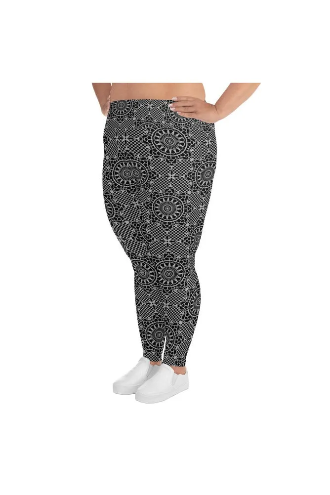 Dark Gray Mandala Print Plus Size Leggings