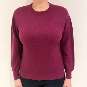 Deep Heather Purple Cashmere Crew Neck Jumper Large