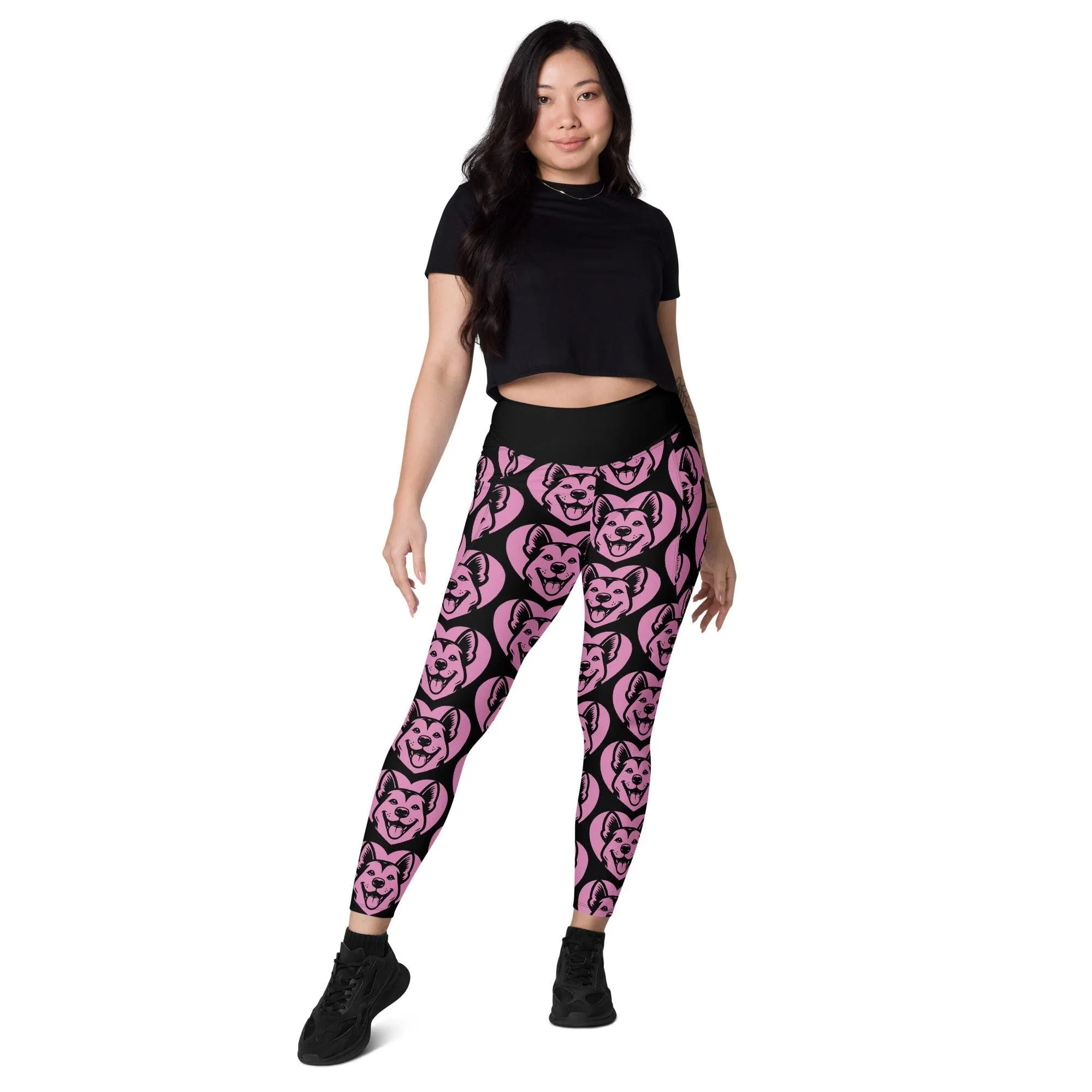 DOG BREED LEGGINGS with pockets - CANAAN DOG - HERTTAHOUND - pink