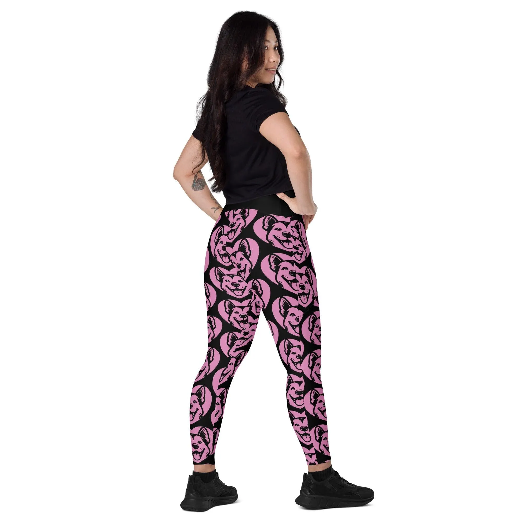 DOG BREED LEGGINGS with pockets - CANAAN DOG - HERTTAHOUND - pink