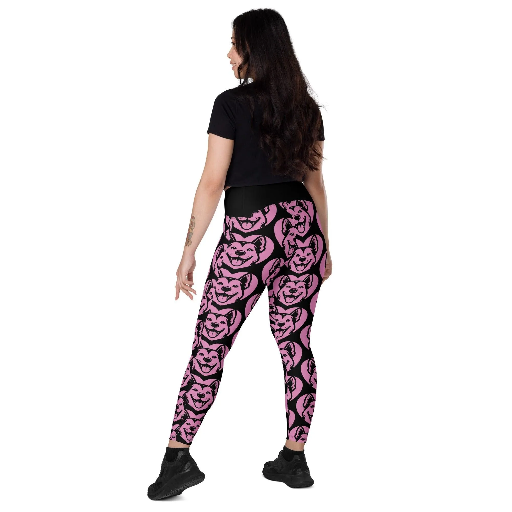 DOG BREED LEGGINGS with pockets - CANAAN DOG - HERTTAHOUND - pink