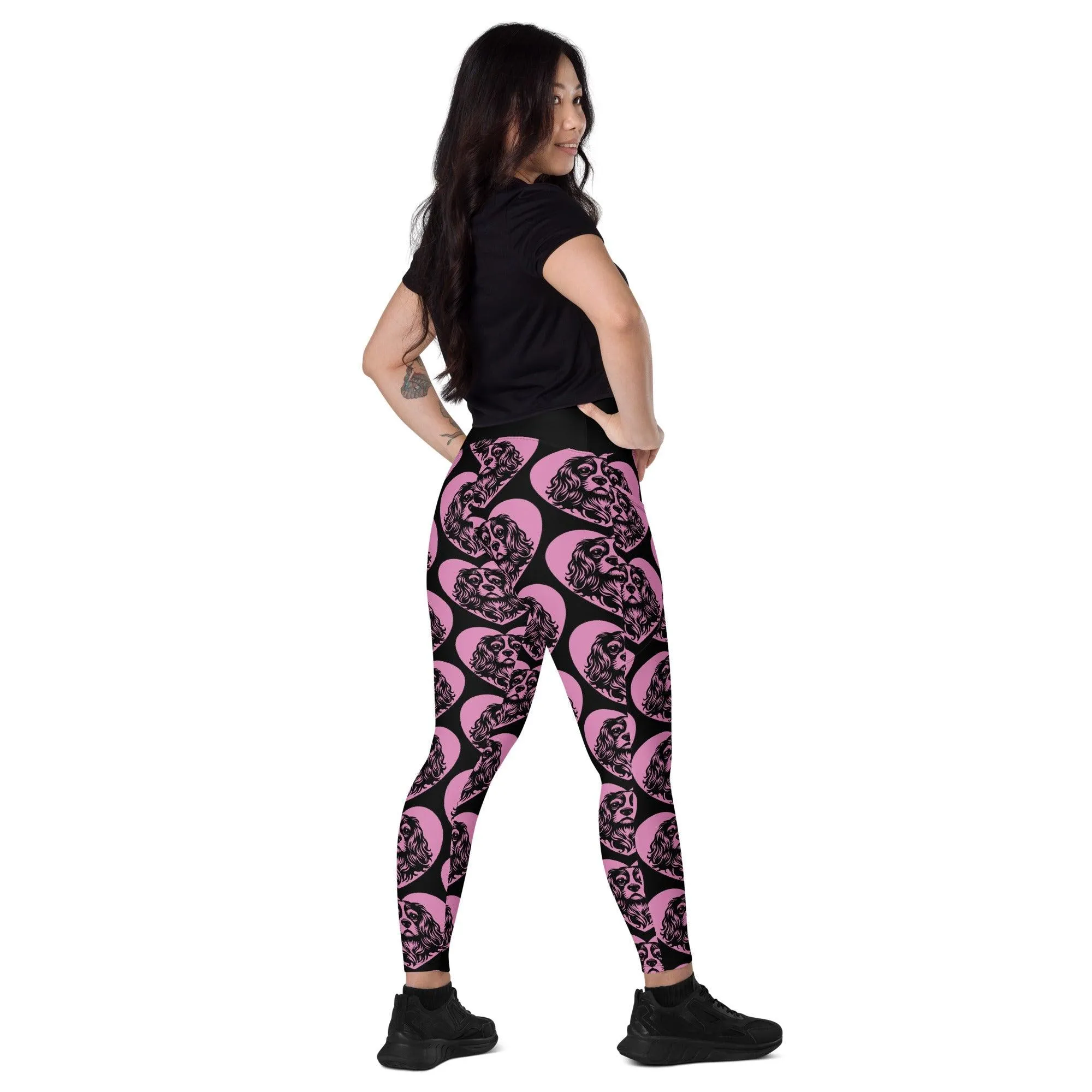 DOG BREED LEGGINGS with pockets - CAVALIER KING CHARLES SPANIEL - HERTTAHOUND - pink