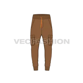 Download Online Mens Lose Fit Cargo Joggers Vector Template