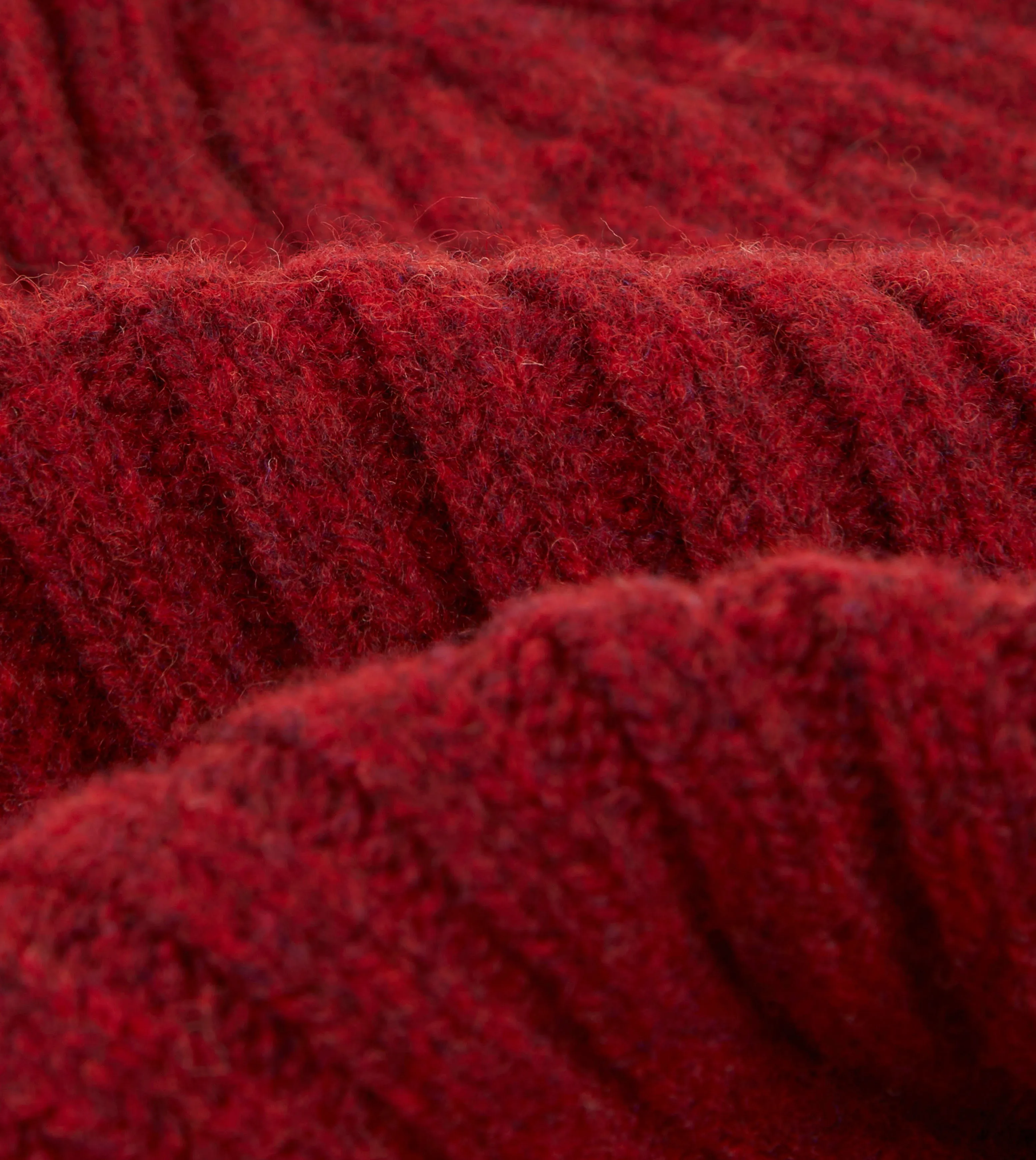 Drake's Lambswool Ribbed Knit Beanie / Red